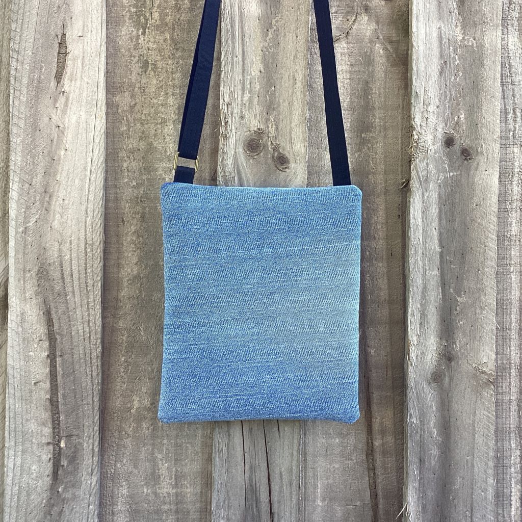 Upcycled Denim Cross Body Bag - Blue Stripes