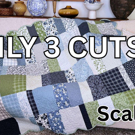 3 Cuts Layer Cake Quilt Pattern: Modern Scalloped Edges, Beginner Friendly PDF video tutorial