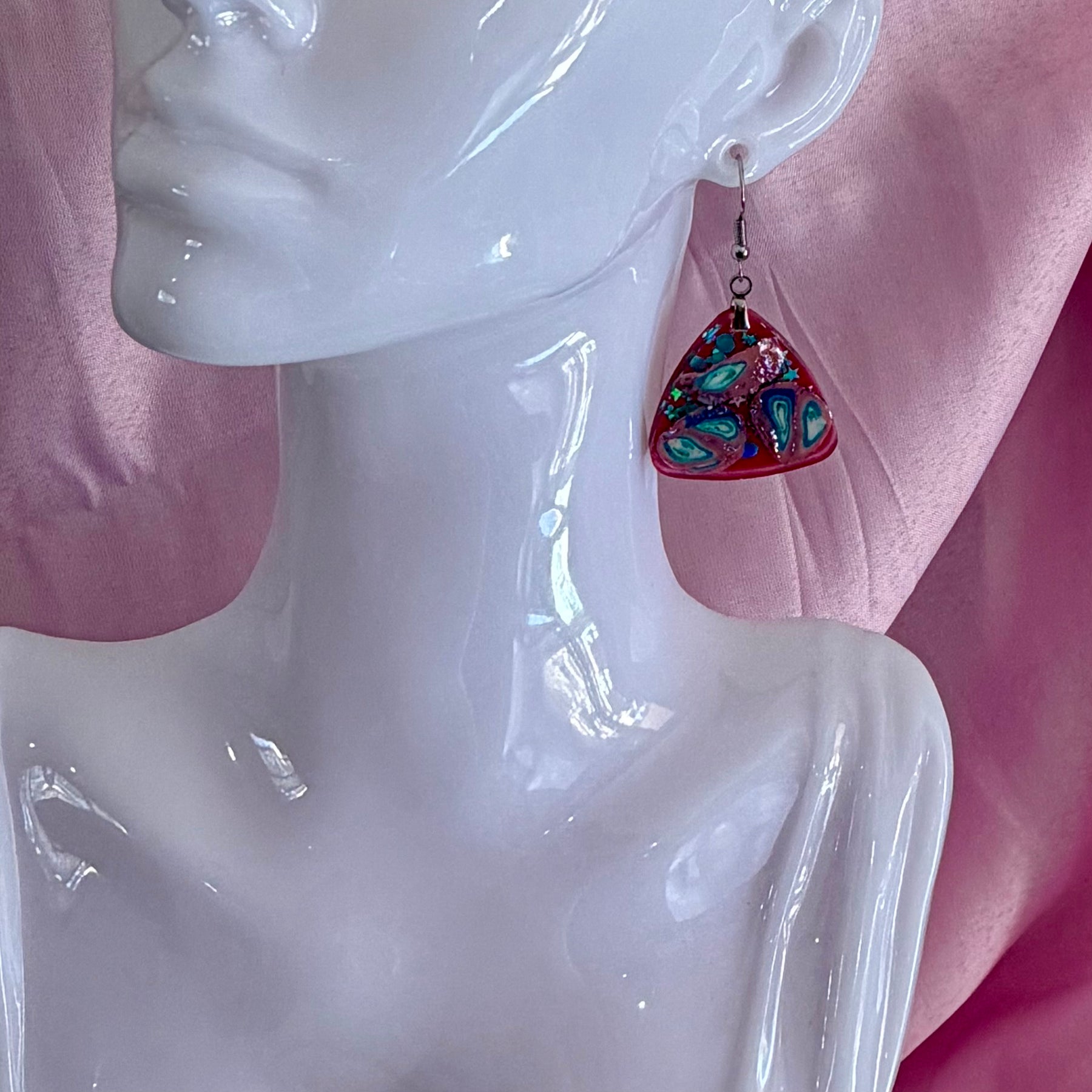 Pink And Aqua Dangle Earrings