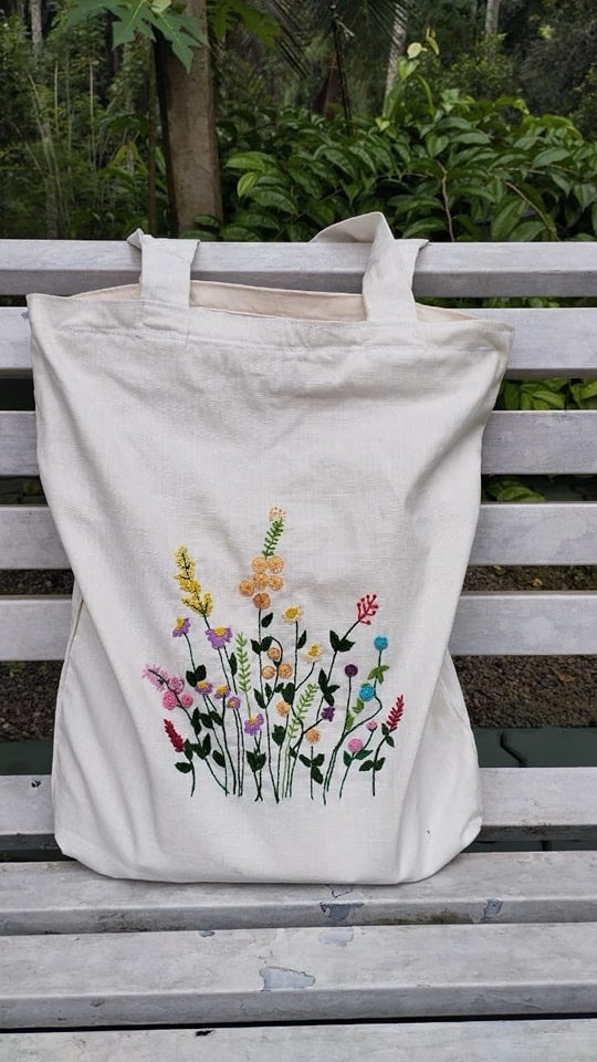 Hand Embroidered Tote Bag