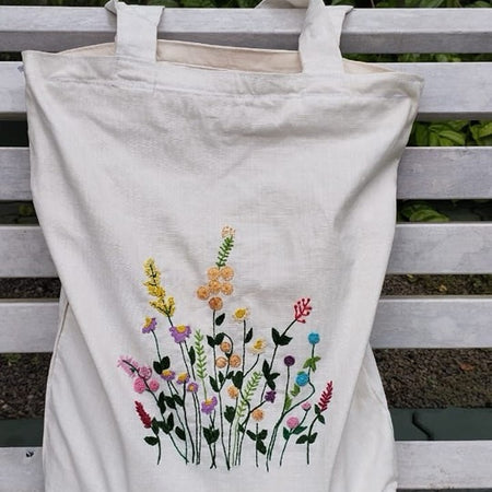 Hand Embroidered Tote Bag