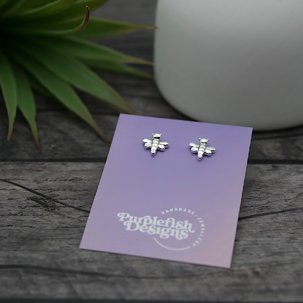 Bee Studs - Handmade Sterling Silver Bumblebee Earrings