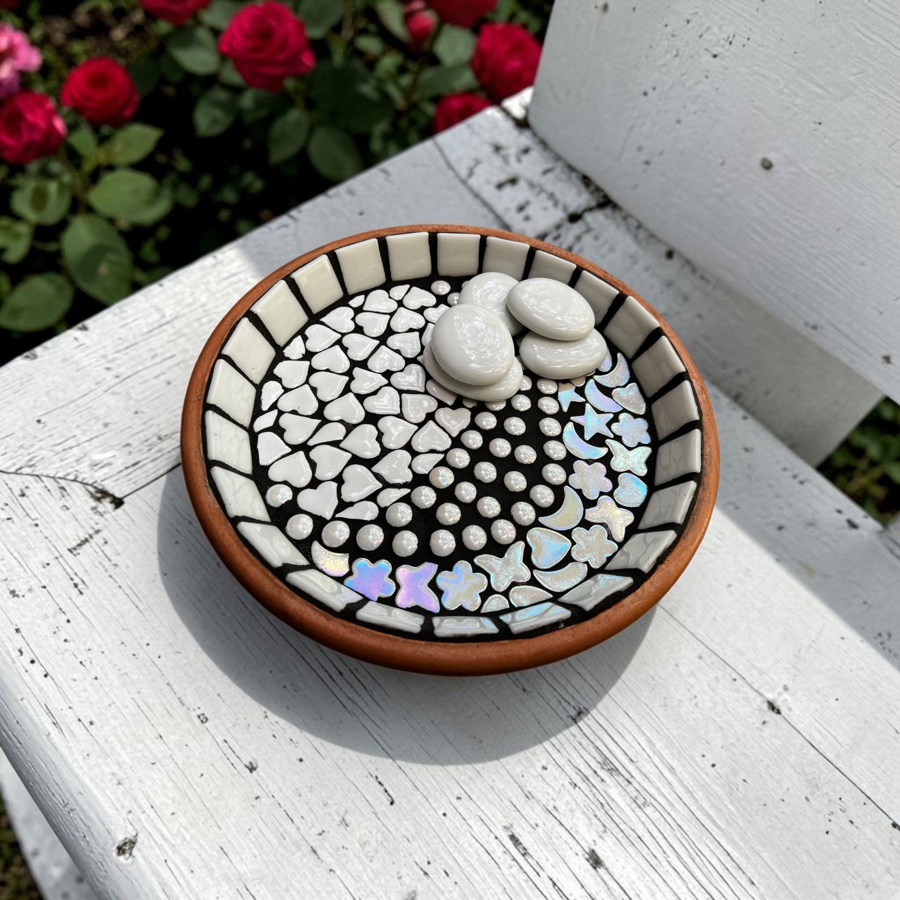 Mosaic Bee Bath.