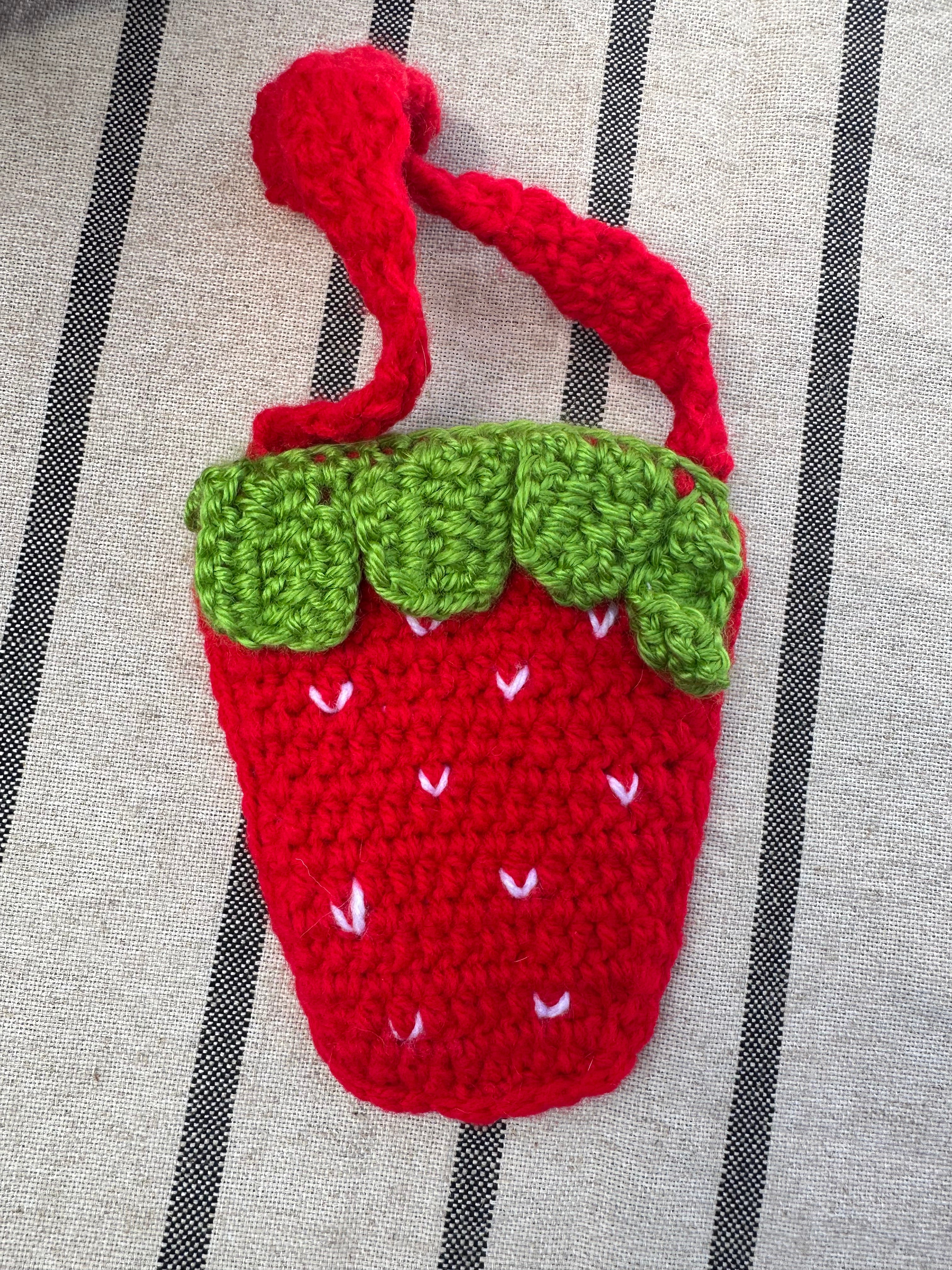 Crochet strawberry bag