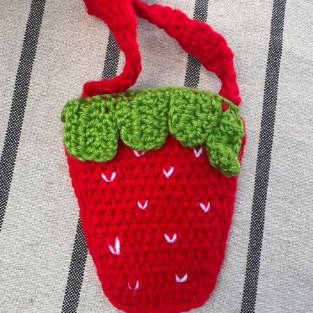 Crochet strawberry bag