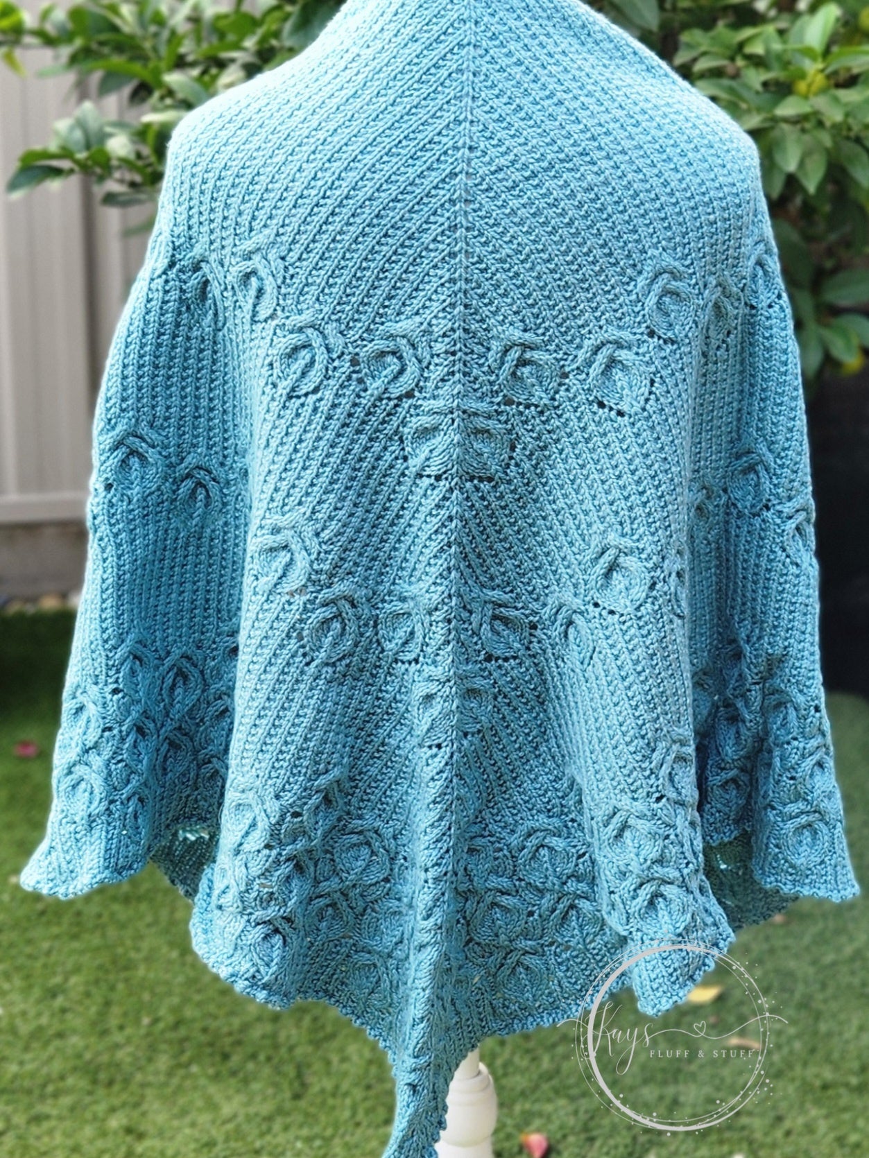 Handknit Women's Cabled Merino Shawl