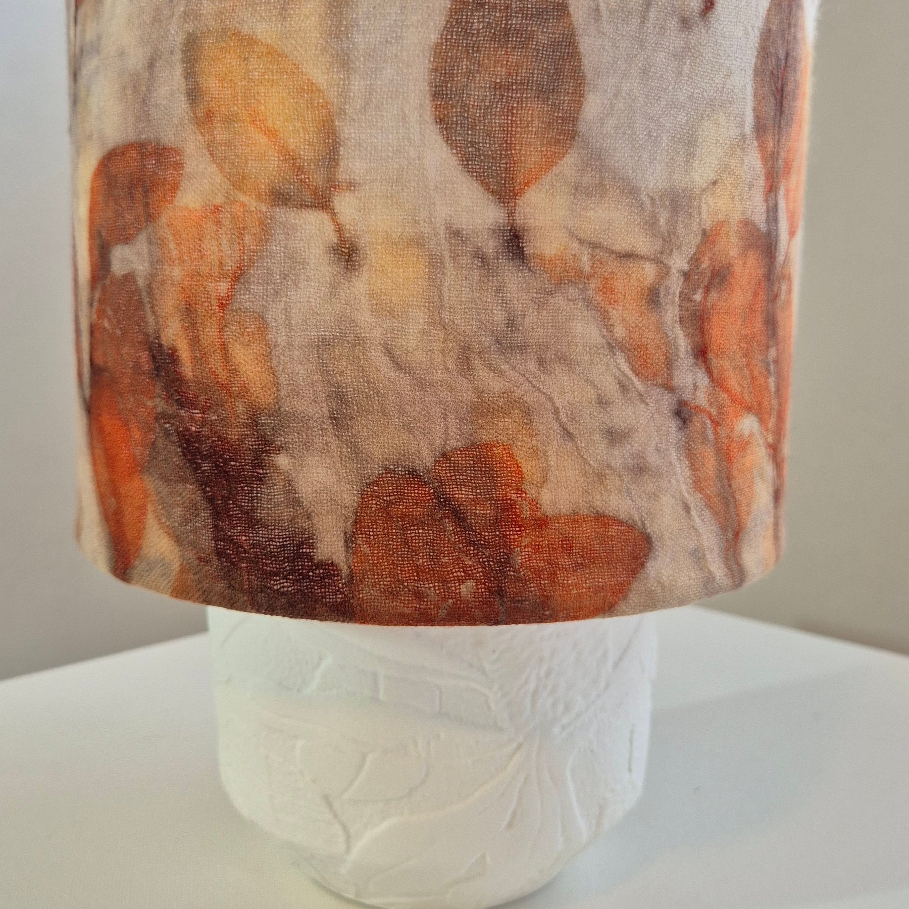 Lampshade small ecoprinted eucalyptus leaves gumnuts