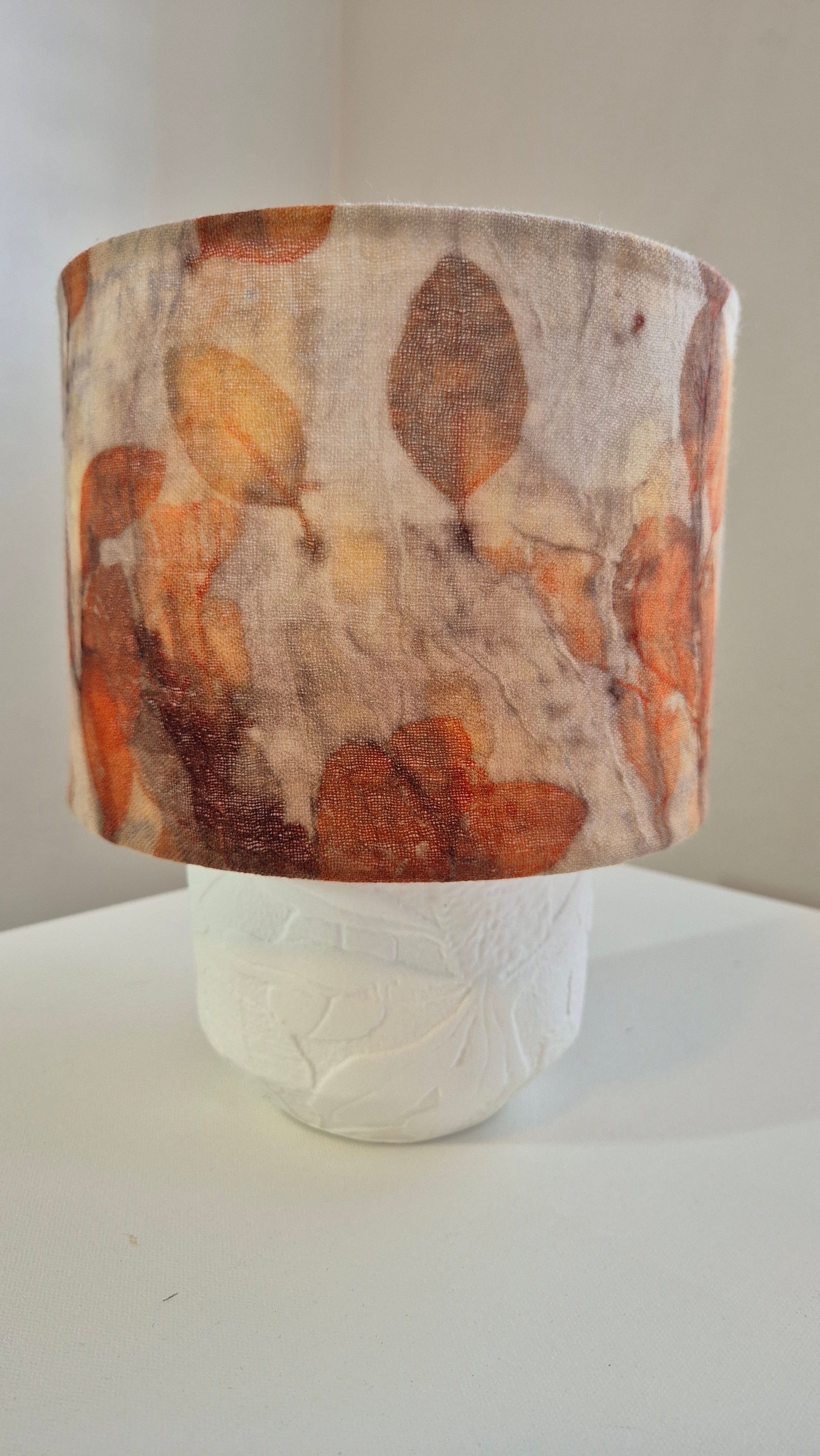 Lampshade small ecoprinted eucalyptus leaves gumnuts