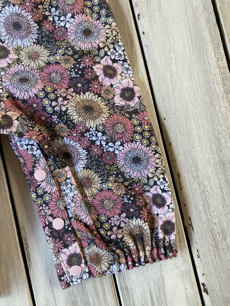 Corduroy Childs overalls retro pink blooms