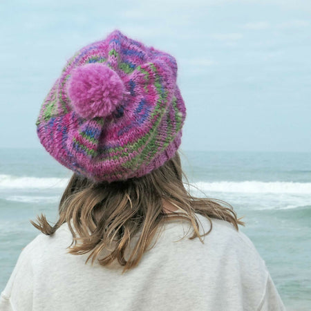 Beanies: hand dyed wool - slouchy, adult.