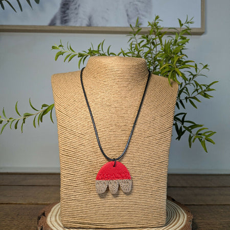 Red & Coffee Organic shape pendant