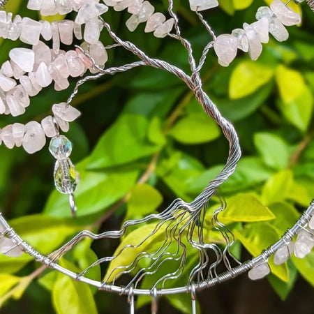 Tree of life suncatcher ~ peaceful heart ~ rose quartz gemstones ~