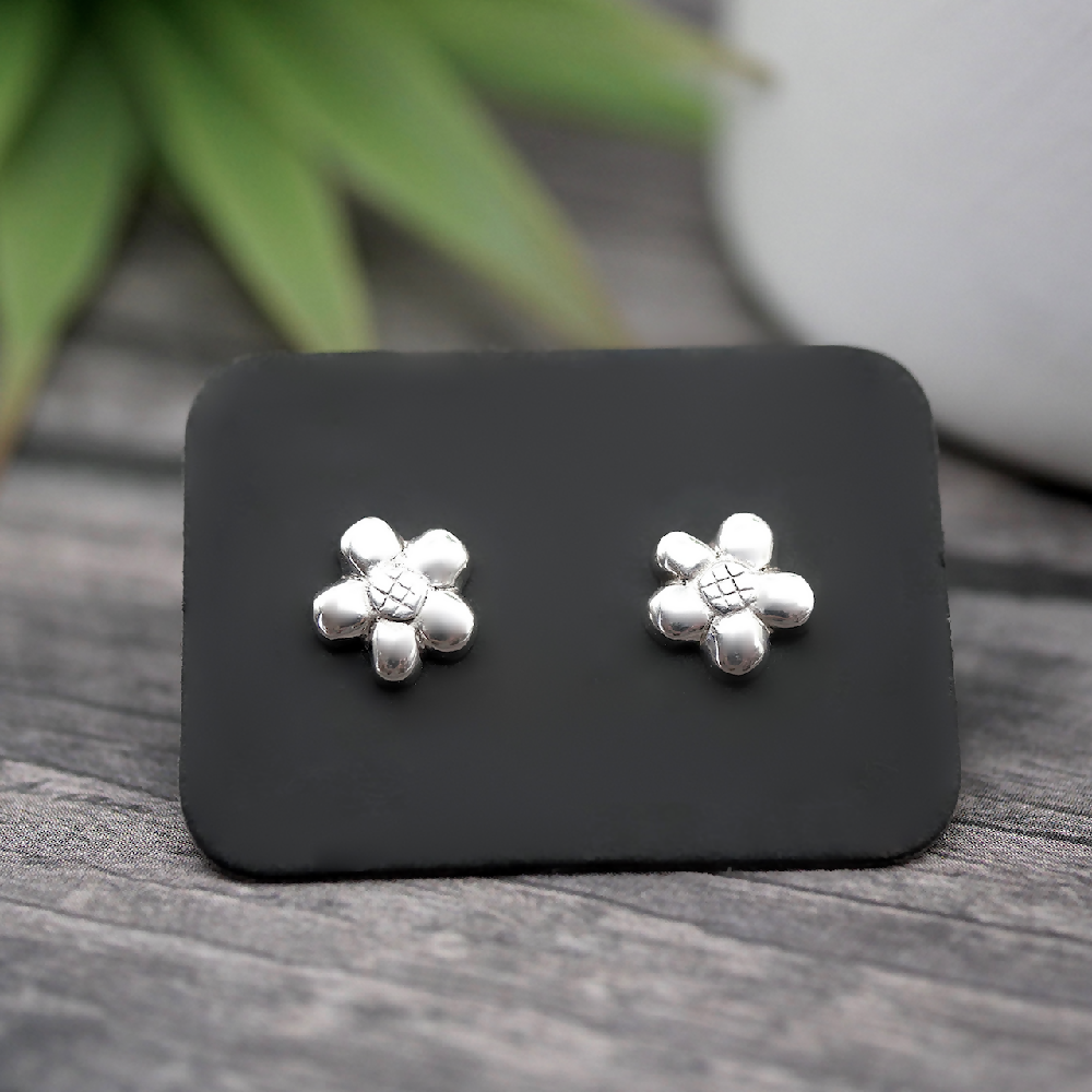 flower studs sterling silver earrings black card sml