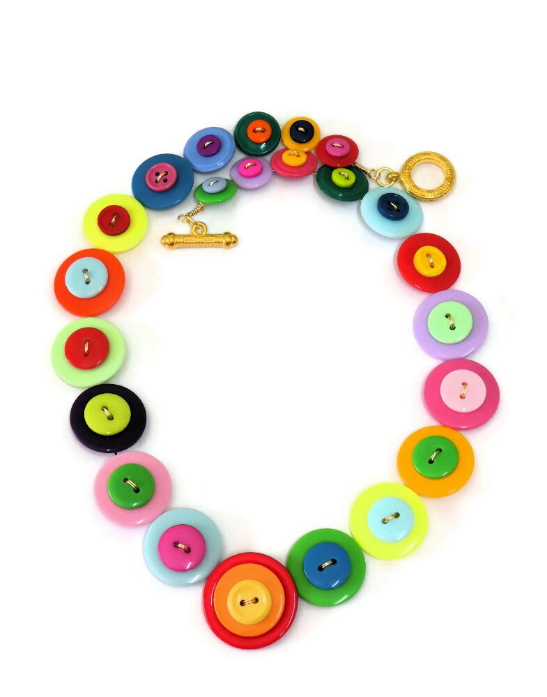 Button necklace - True Colours