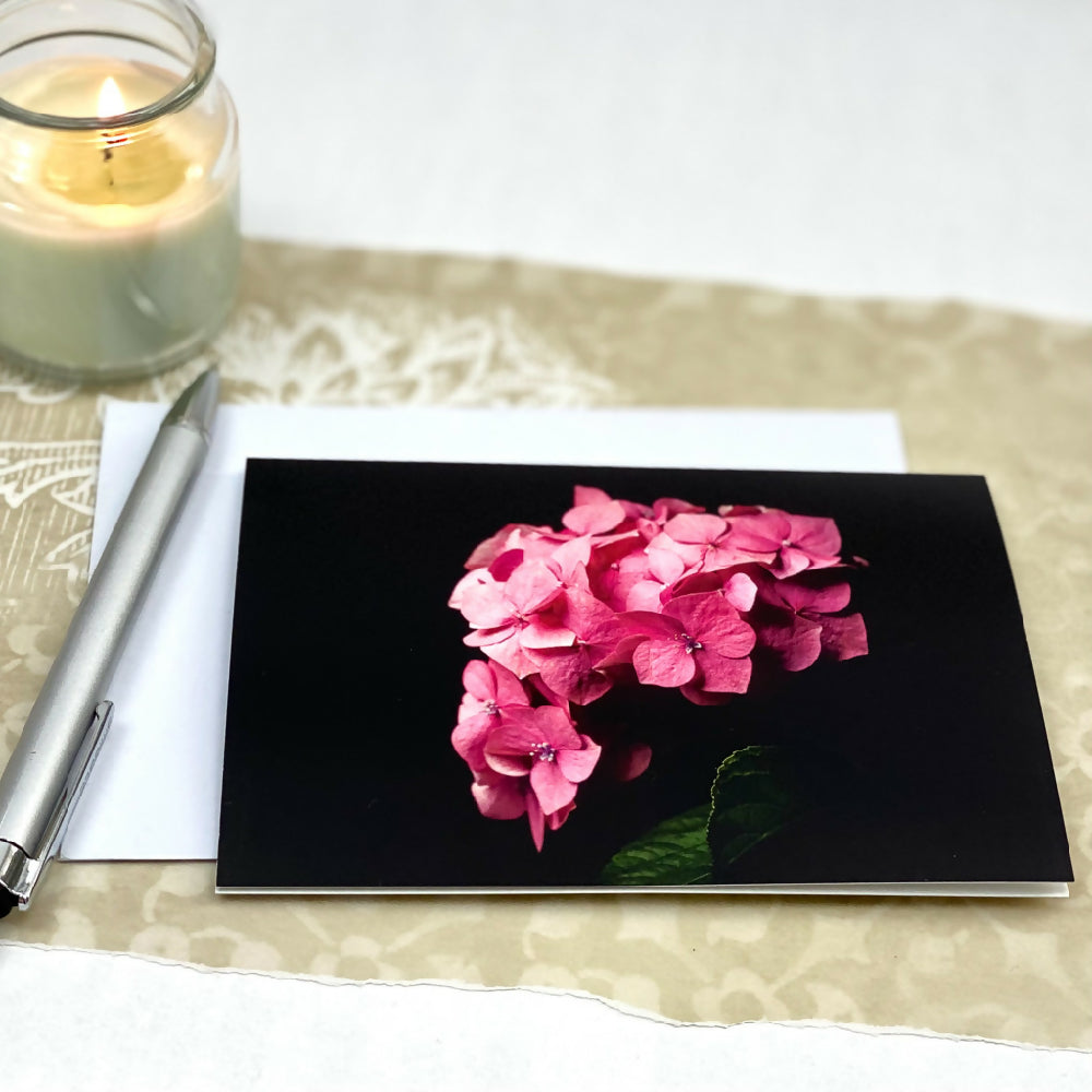 pink hydrangea flower birthday card