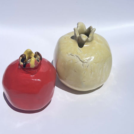 Ceramic Large Yellow and Small Red Pomegranates