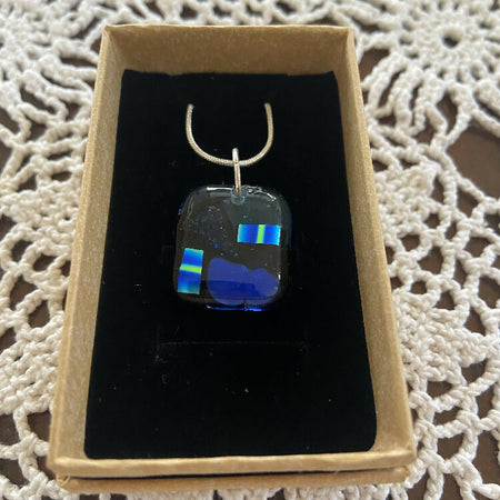 Dichroic glass pendant (blue)