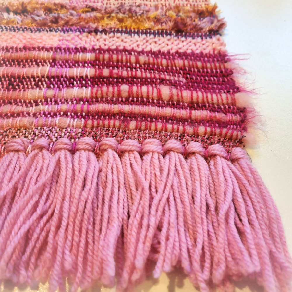 Woven wall art, 'pretty in pink' no.1