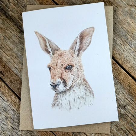 Blank Greeting Card - Red Kangaroo Joey