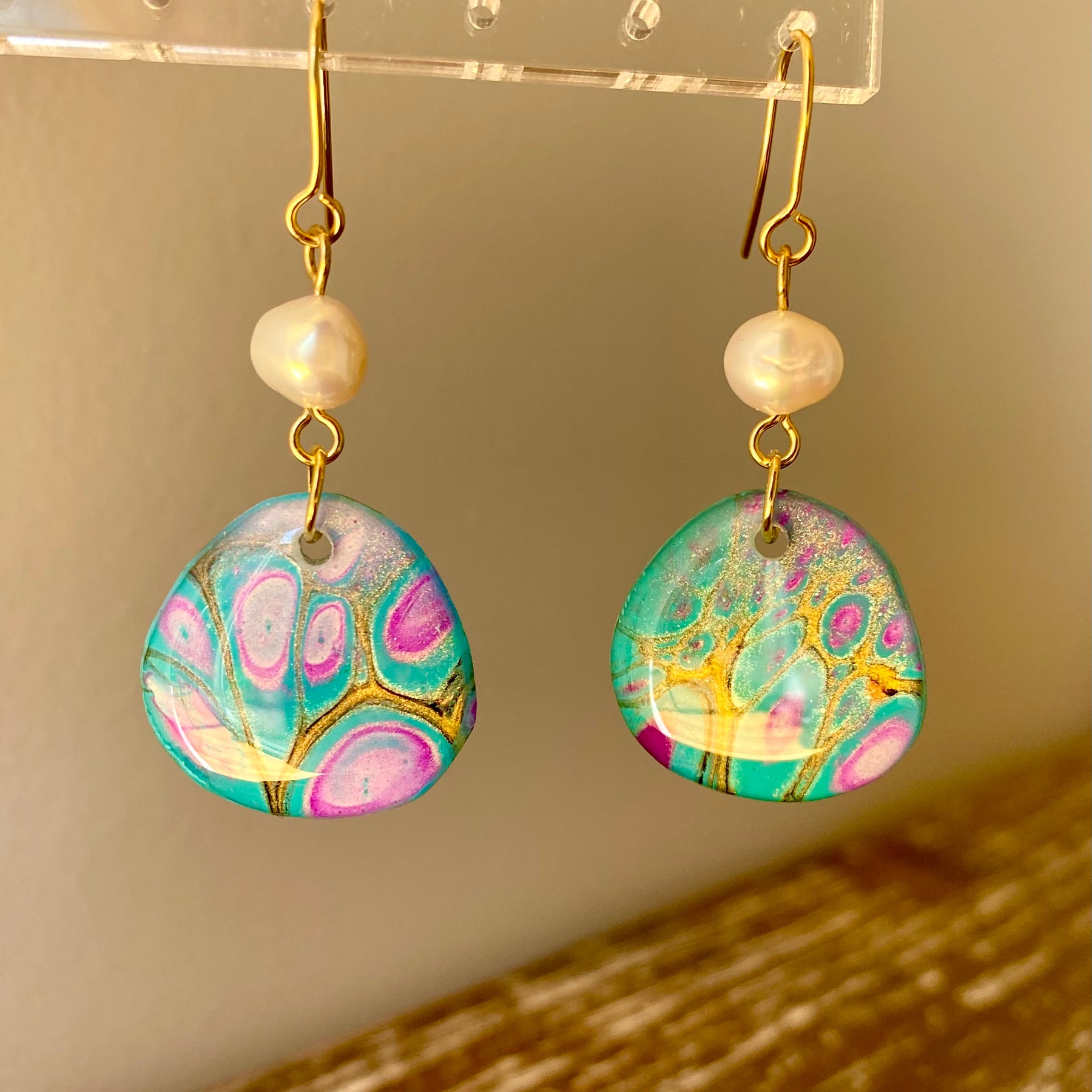 Freshwater Pearls and Art Earrings