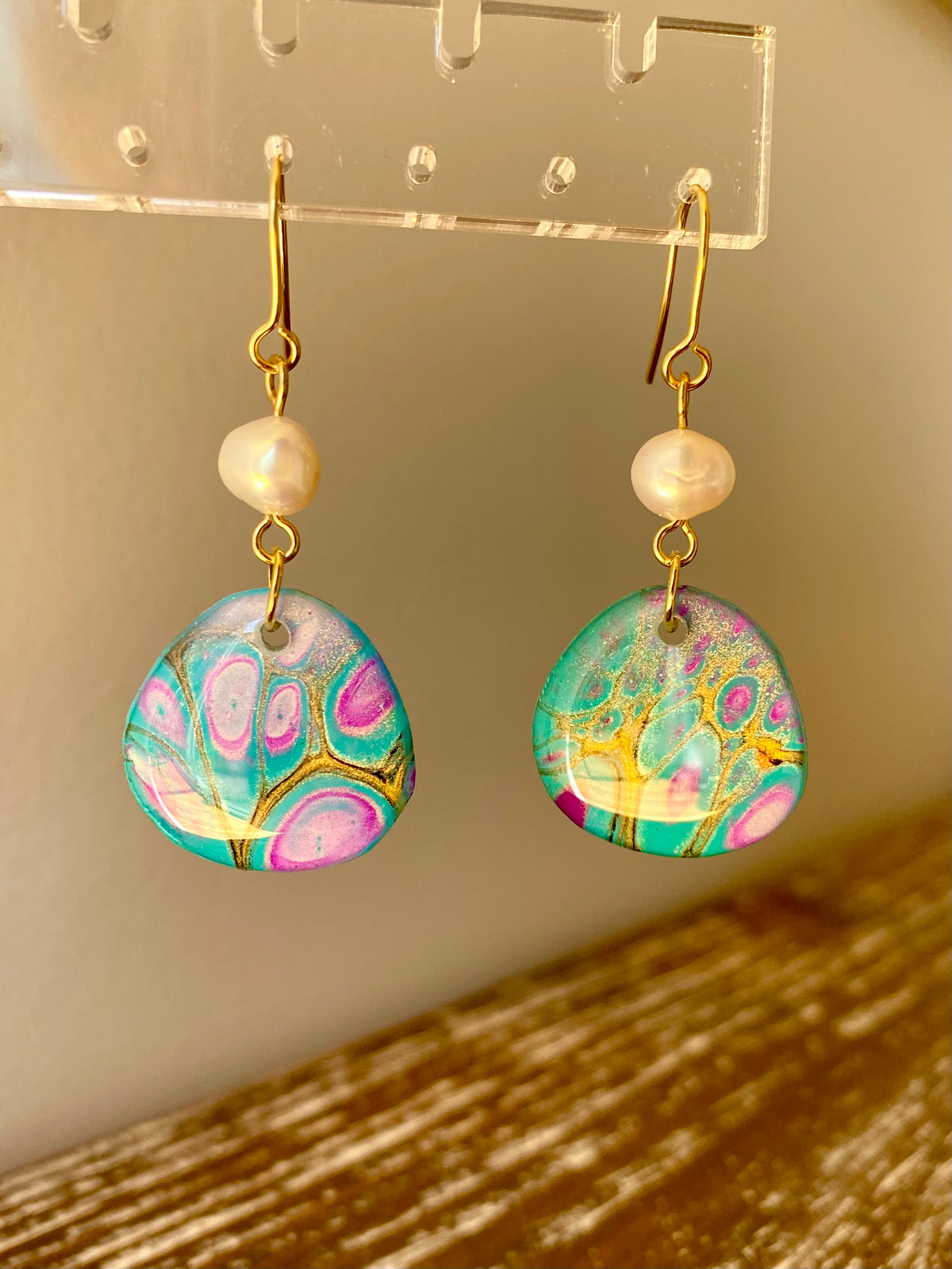 Freshwater Pearls and Art Earrings