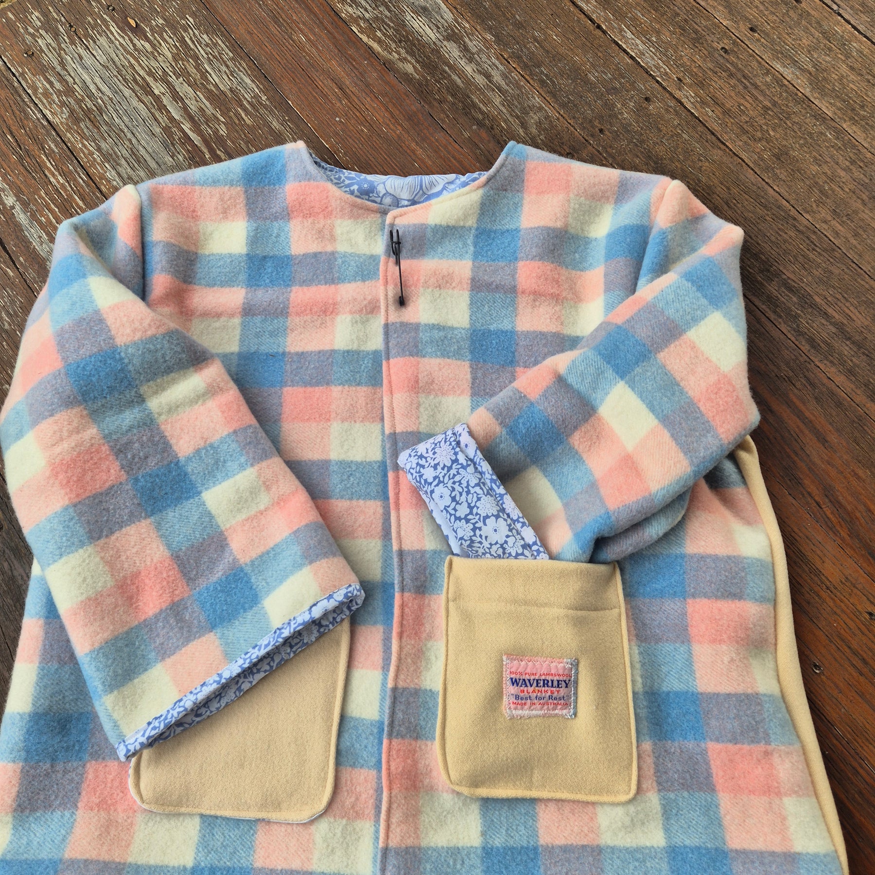 Upcycled woollen blanket jacket size 12