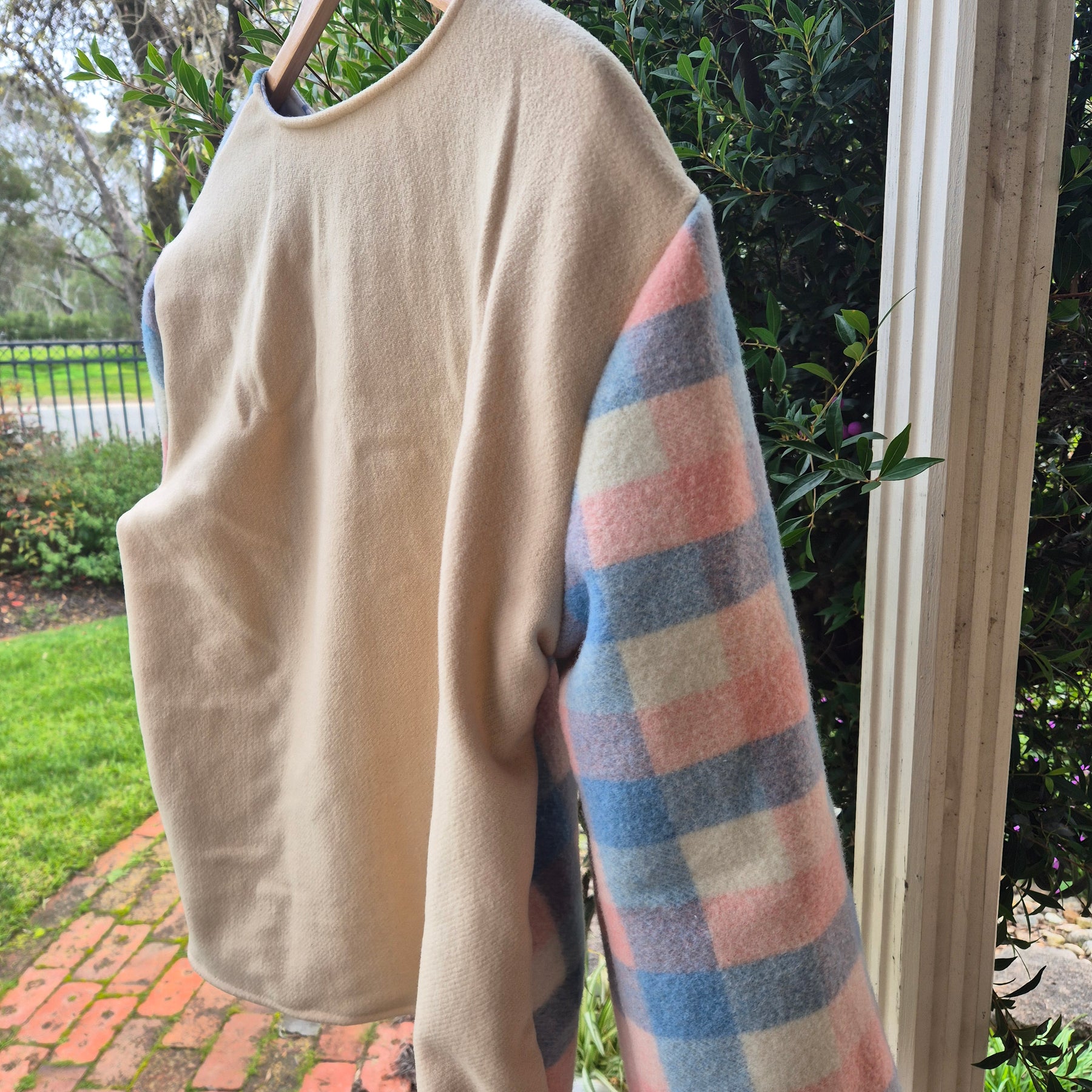Upcycled woollen blanket jacket size 12