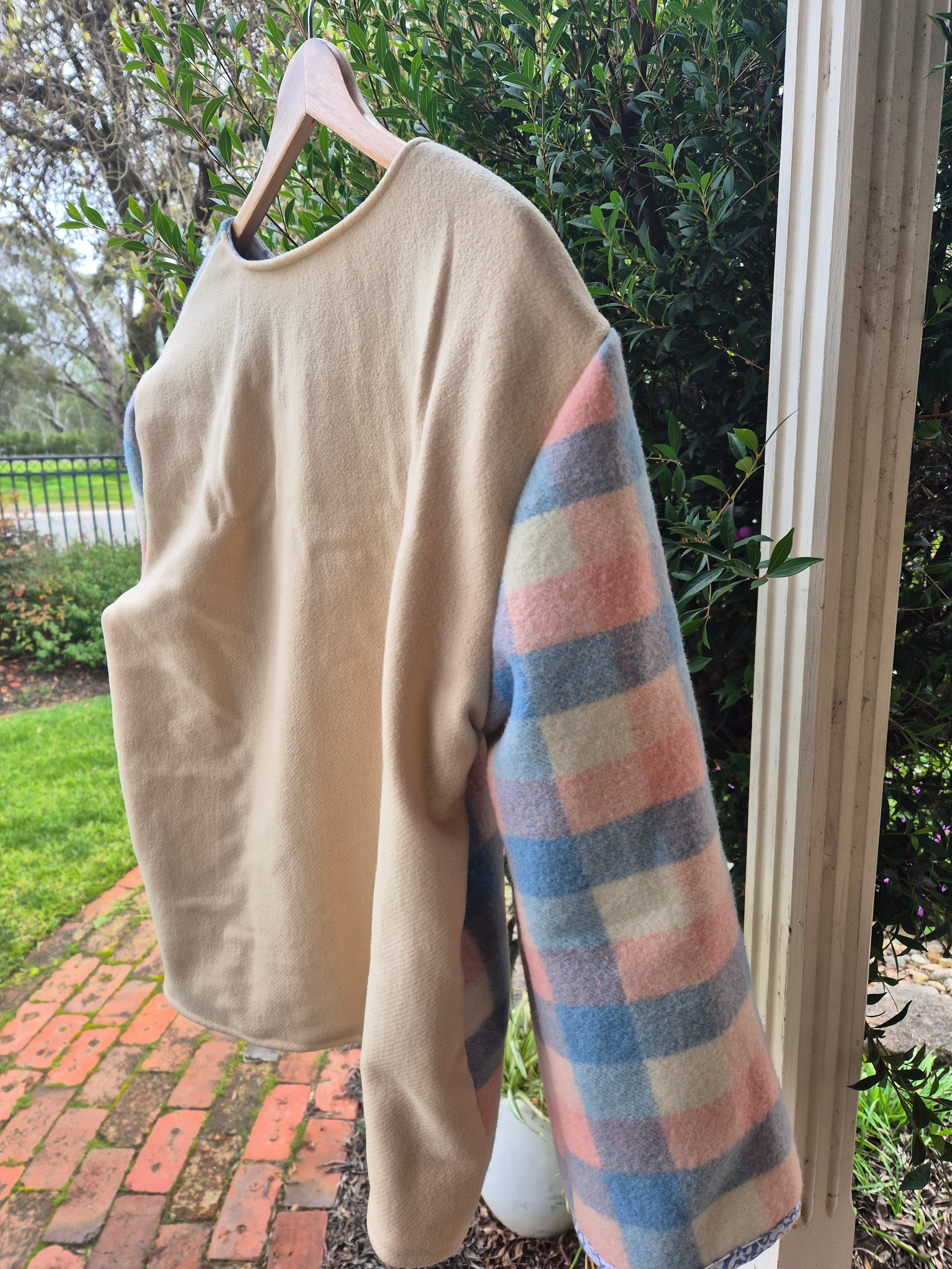 Upcycled woollen blanket jacket size 12