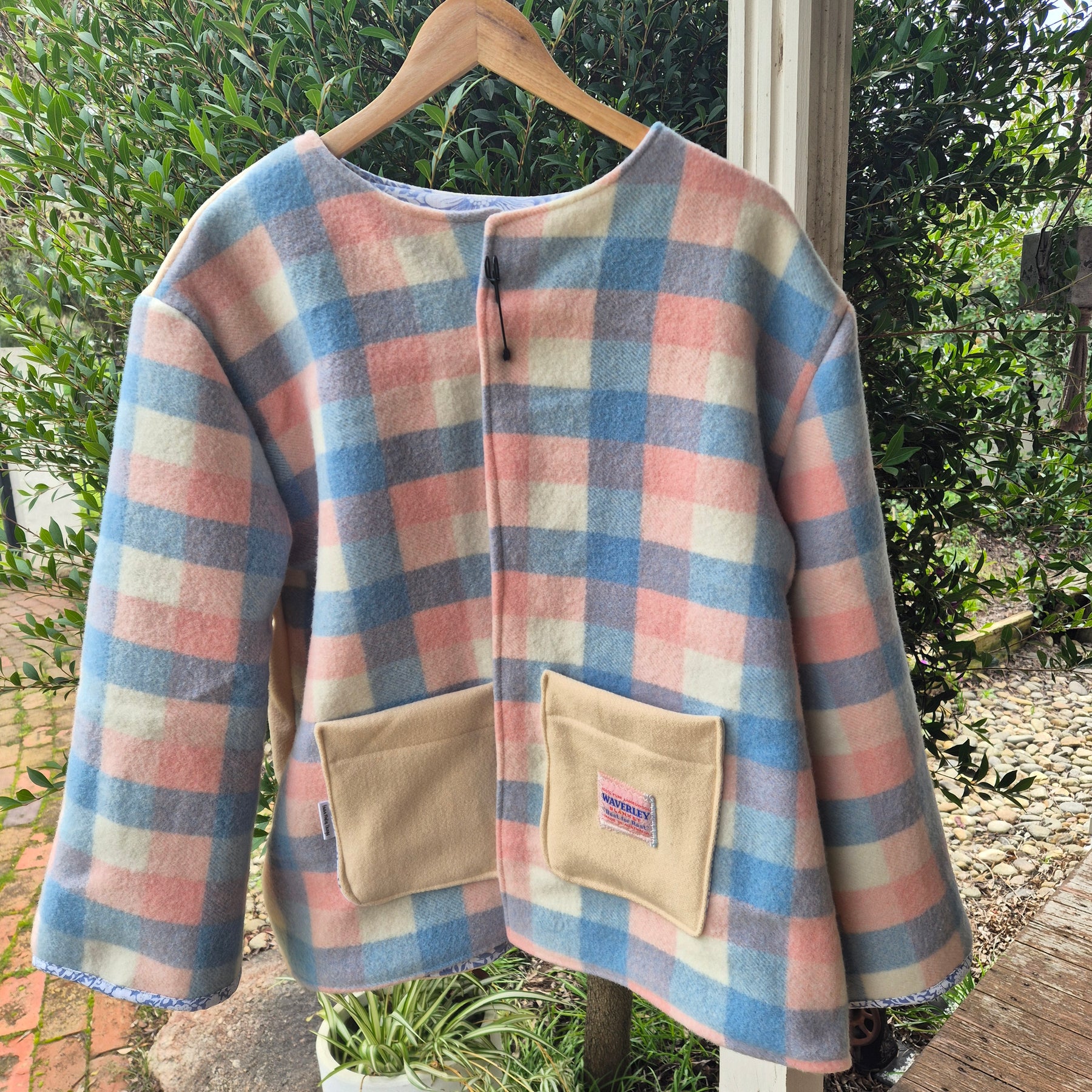 Upcycled woollen blanket jacket size 12