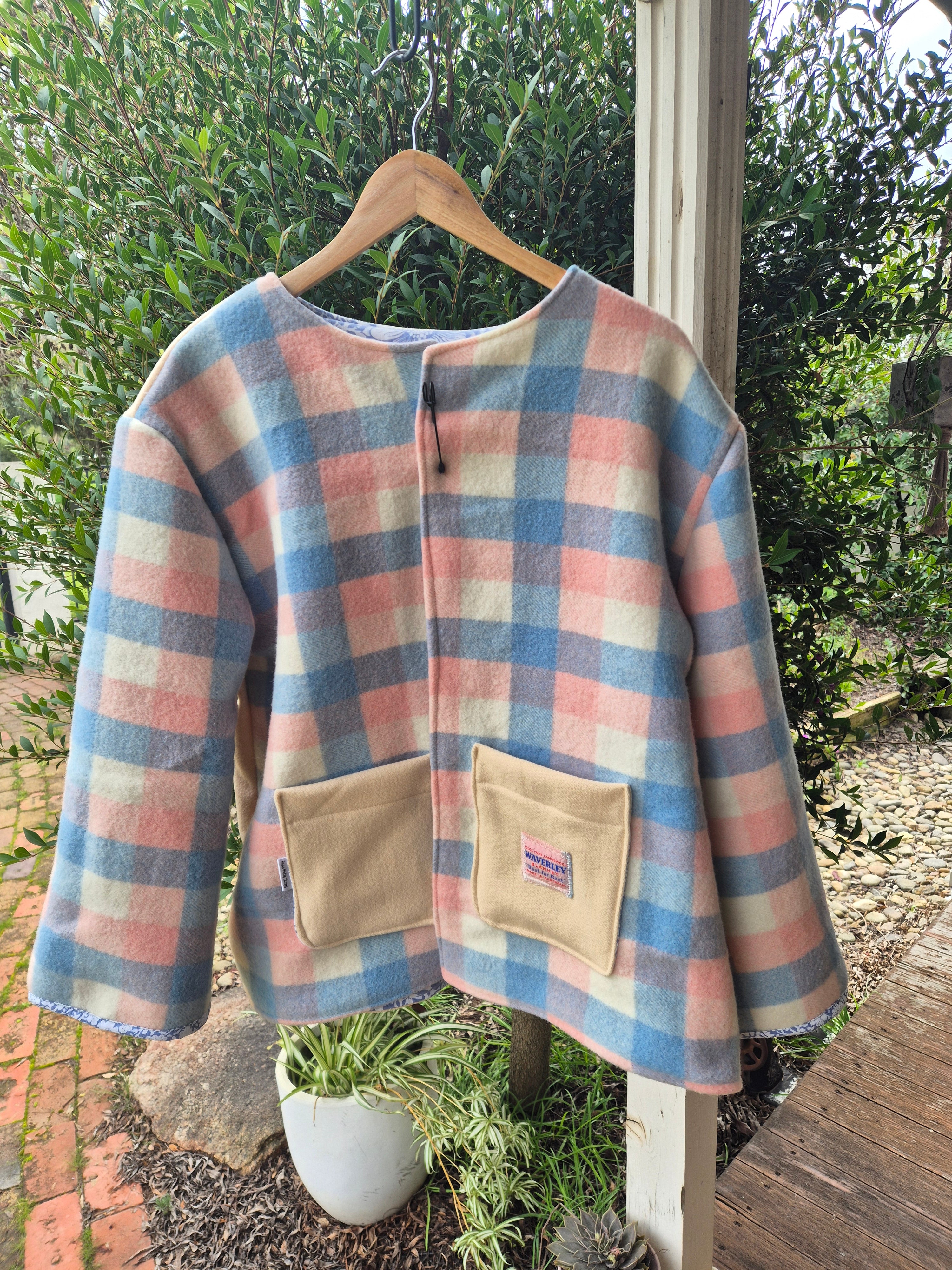 Upcycled woollen blanket jacket size 12