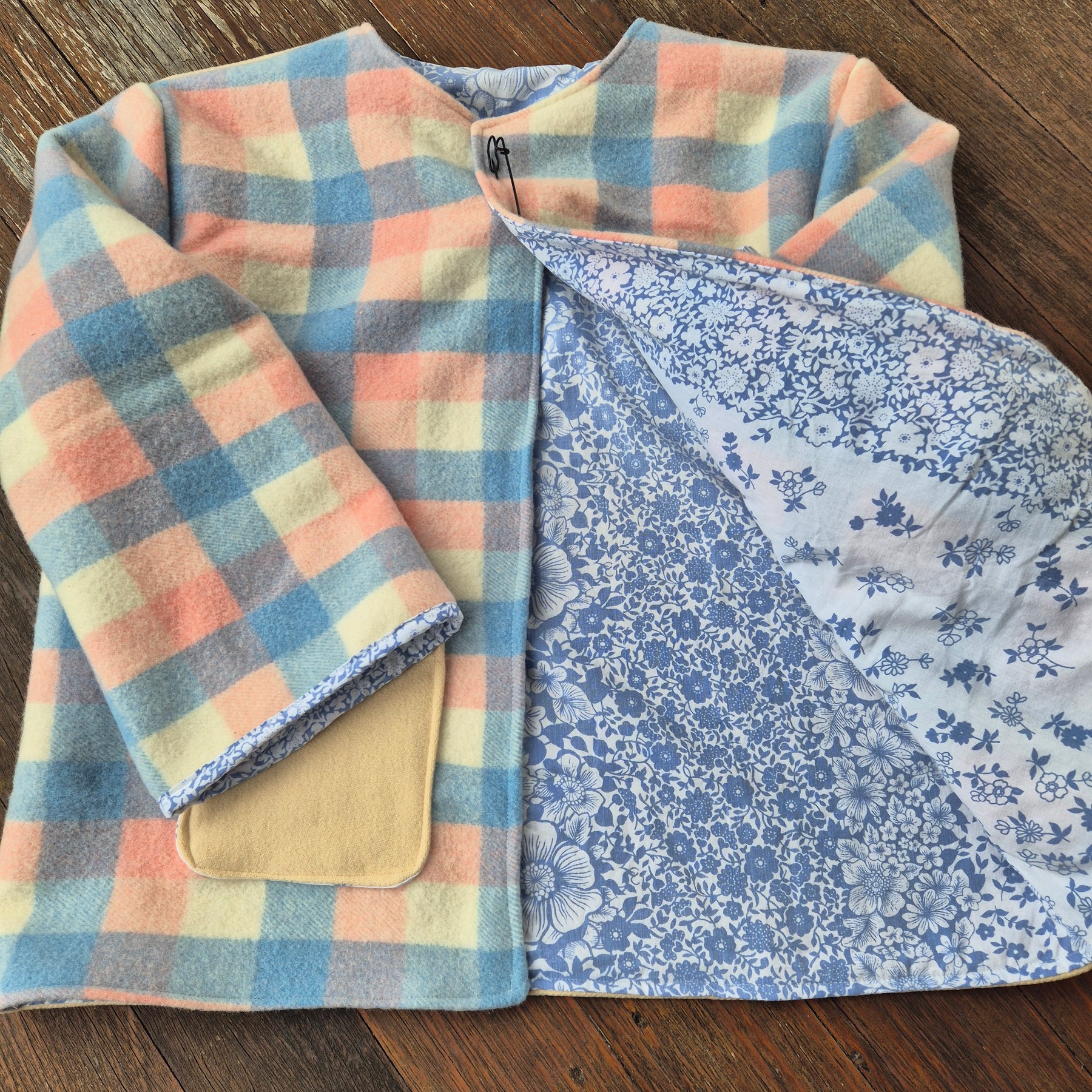 Upcycled woollen blanket jacket size 12