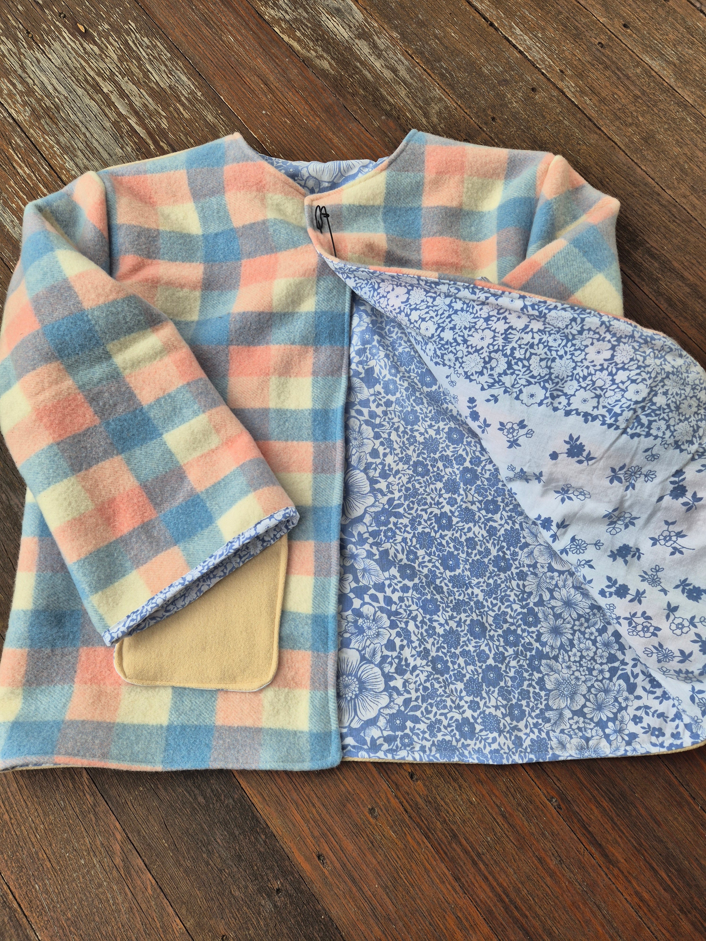 Upcycled woollen blanket jacket size 12