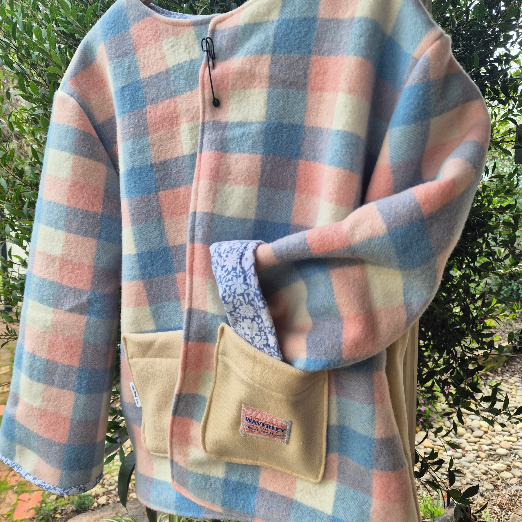 Upcycled woollen blanket jacket size 12