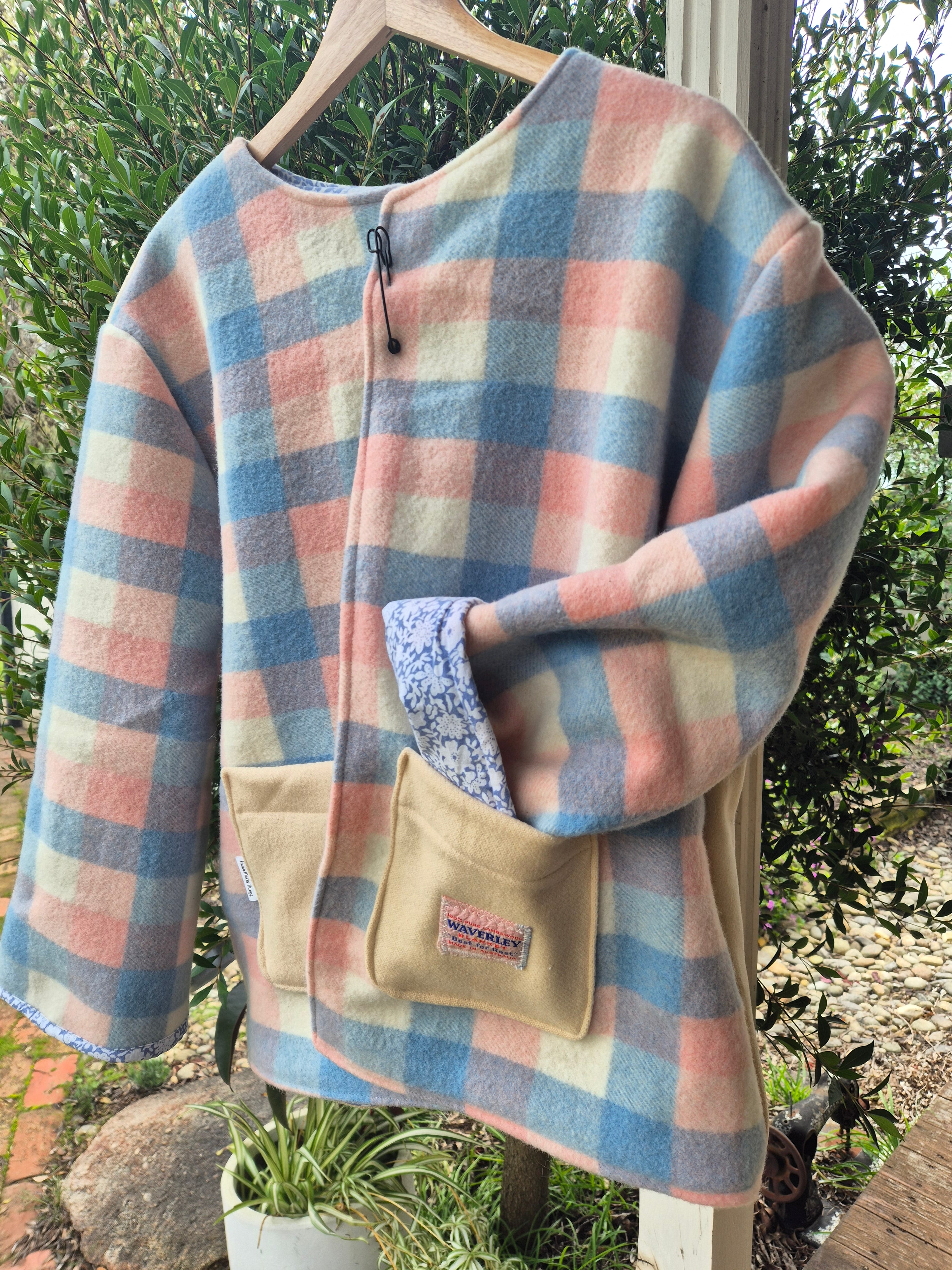 Upcycled woollen blanket jacket size 12