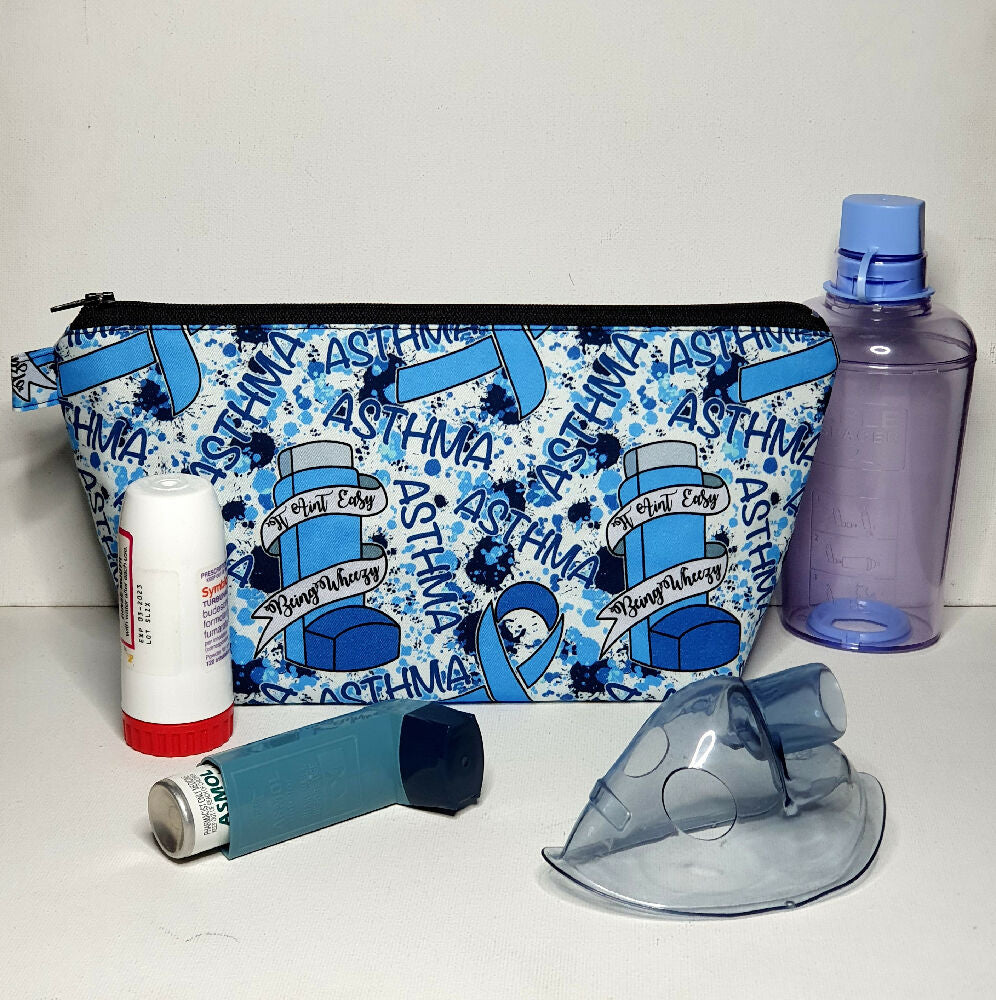 Asthma Puffer Pouch, size XL, Blue It Aint Easy Being Wheezy