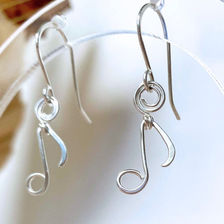 Quaver Music Note dangle earrings | Sterling Silver | Music lover gift