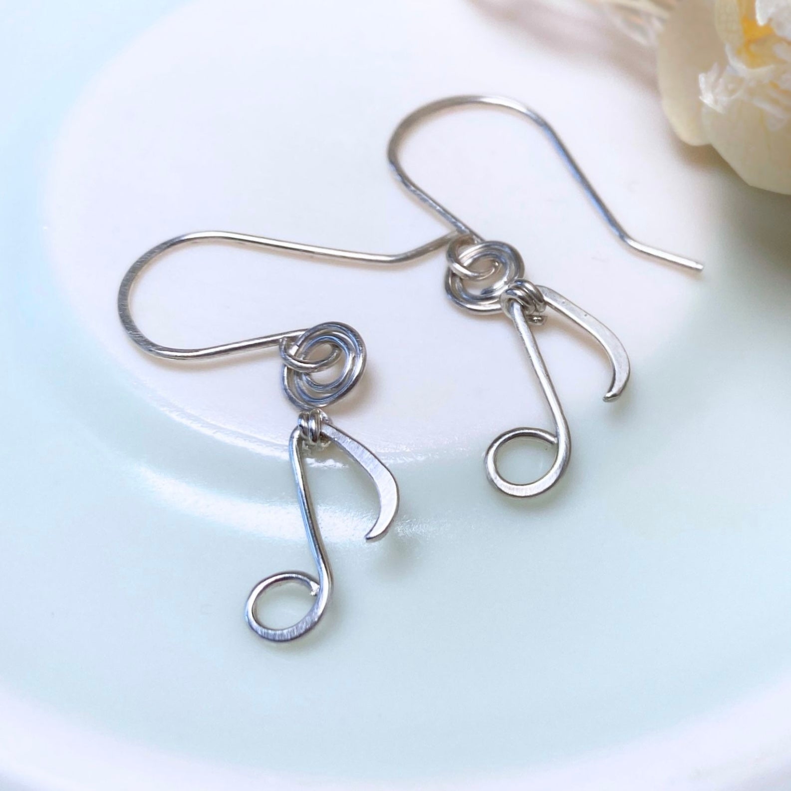 Double Quaver Music Note dangle earrings | Sterling Silver or Stainless Steel | Music lover gift