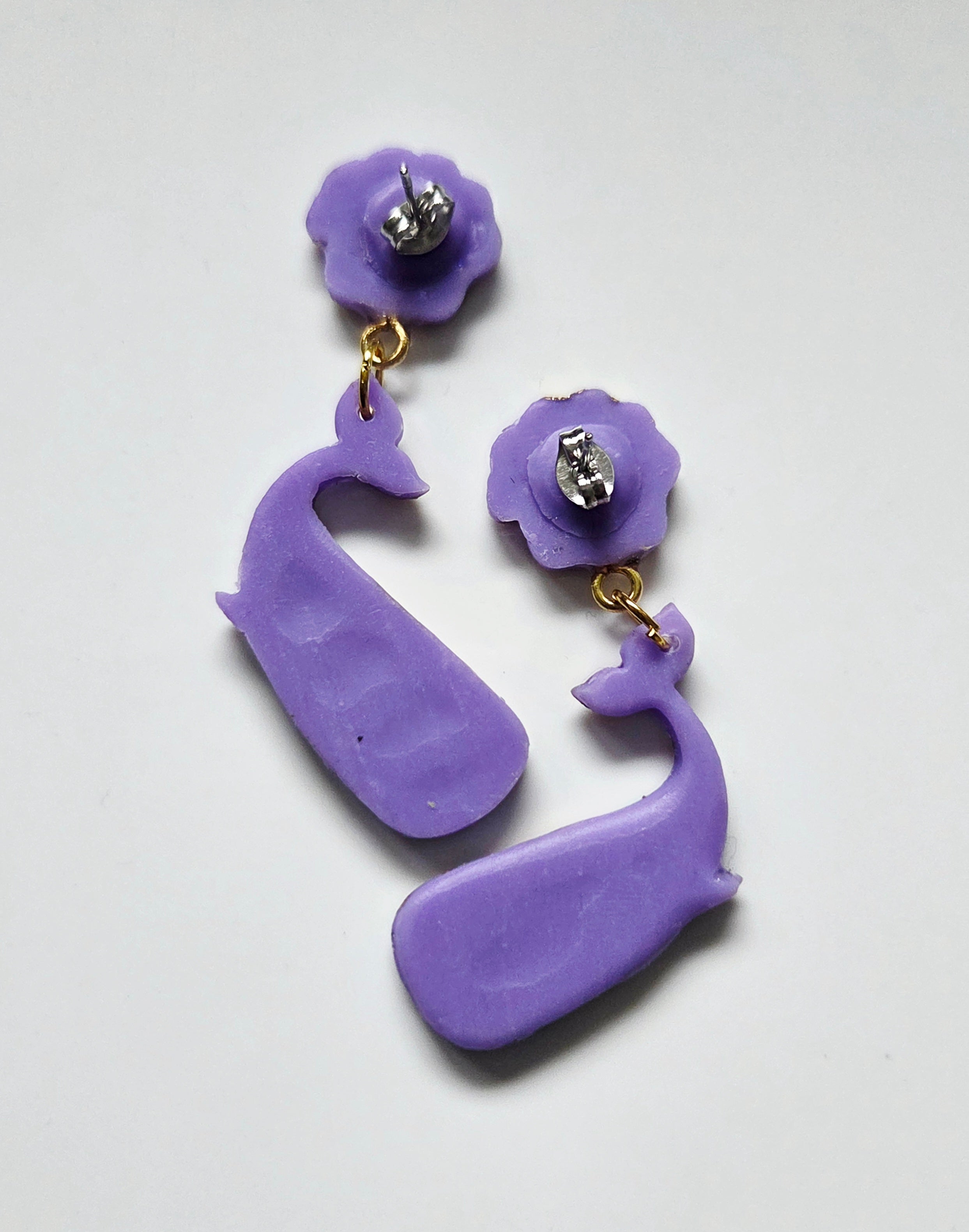 Lavender Whale Dangles