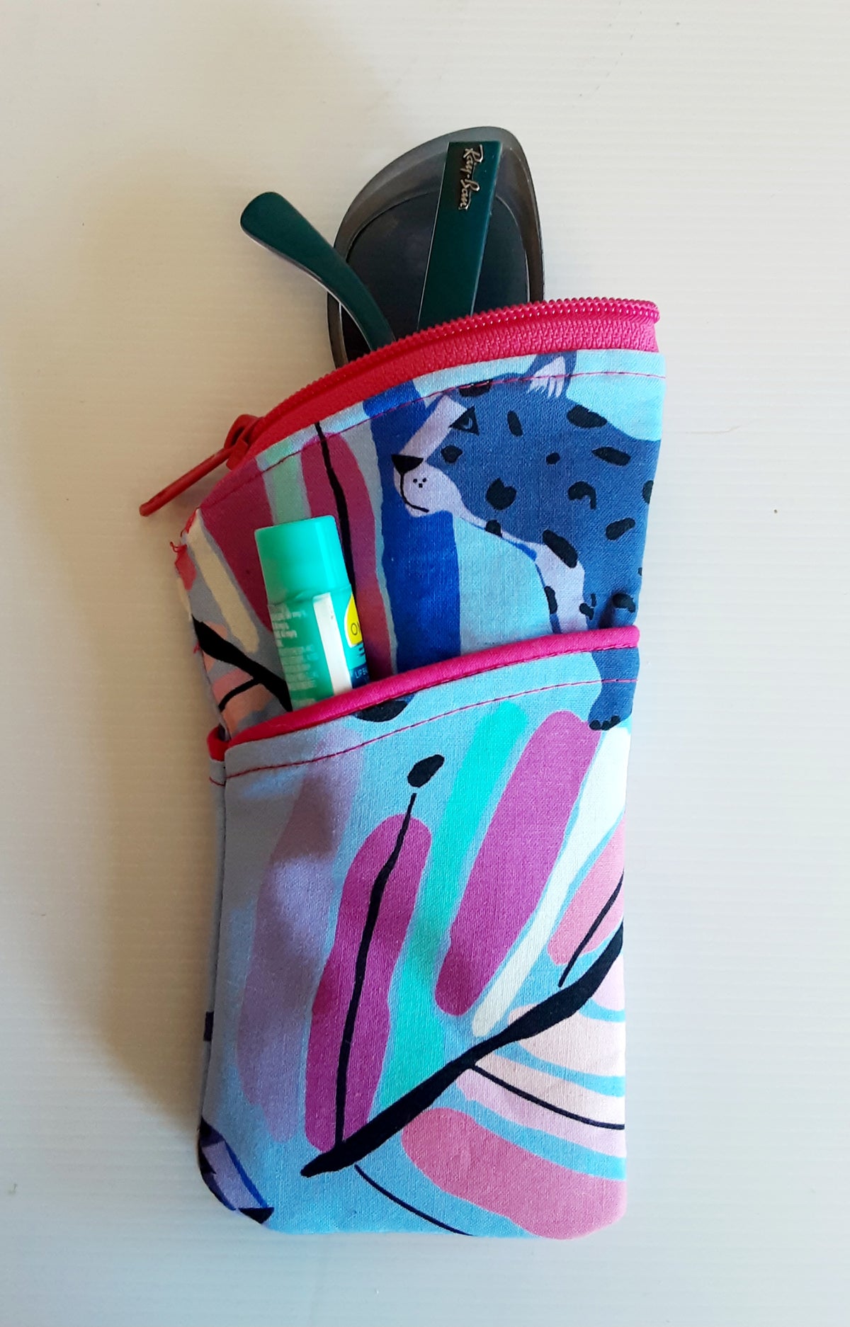 Handmade Padded Sunglass Case, Zippered Eyeglass Pouch
