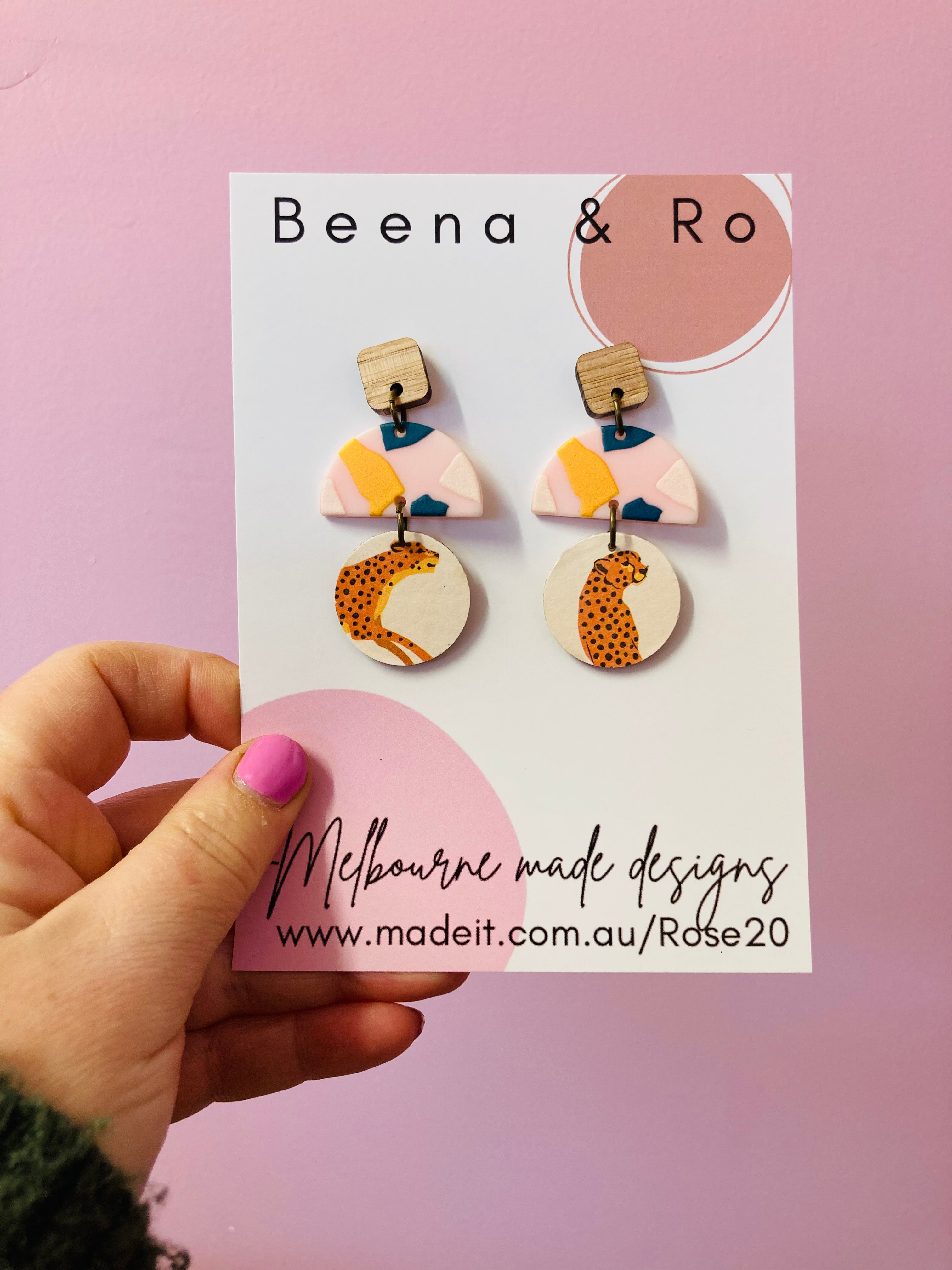 Triple layer leopard earrings