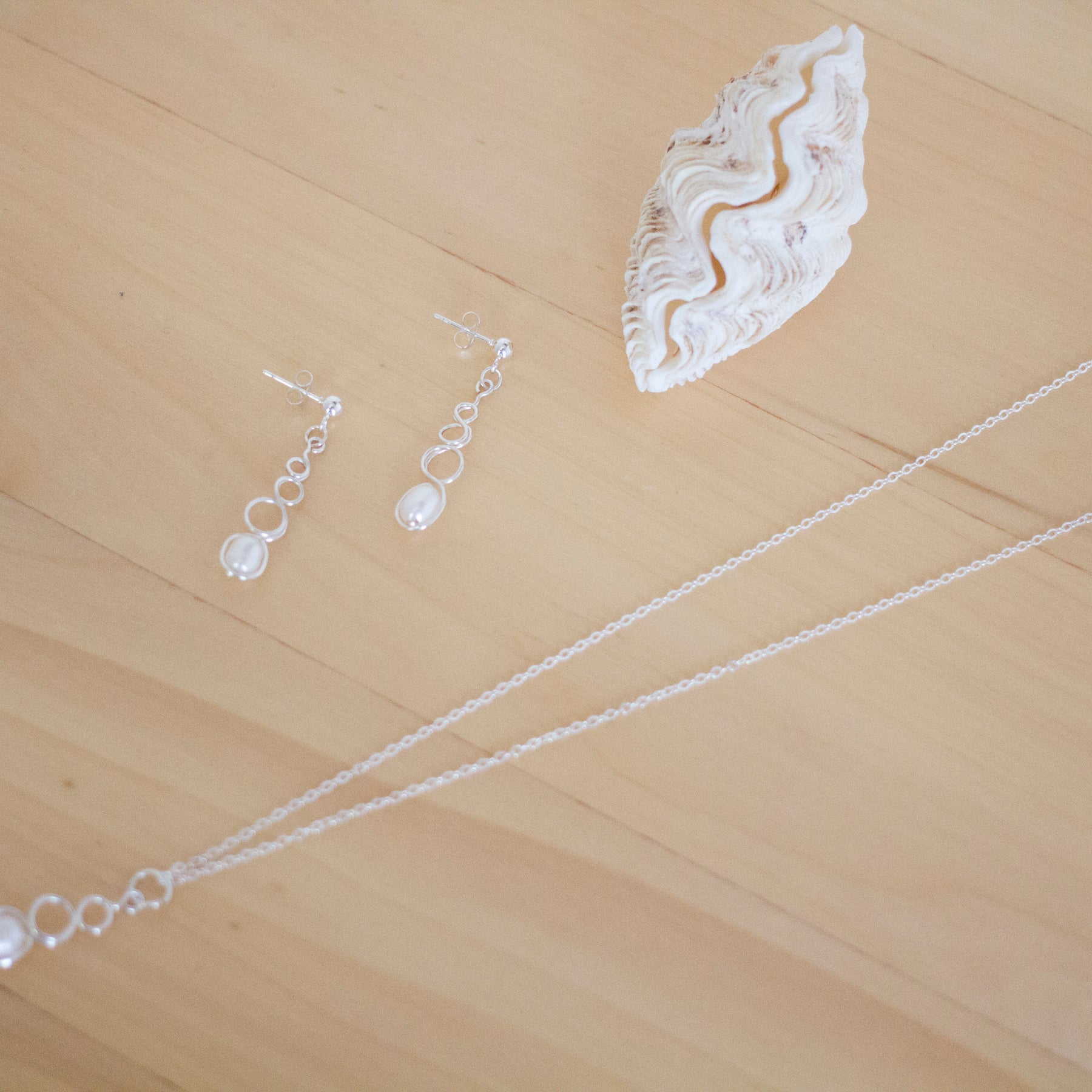 White Freshwater Pearl Earrings & Necklace Set