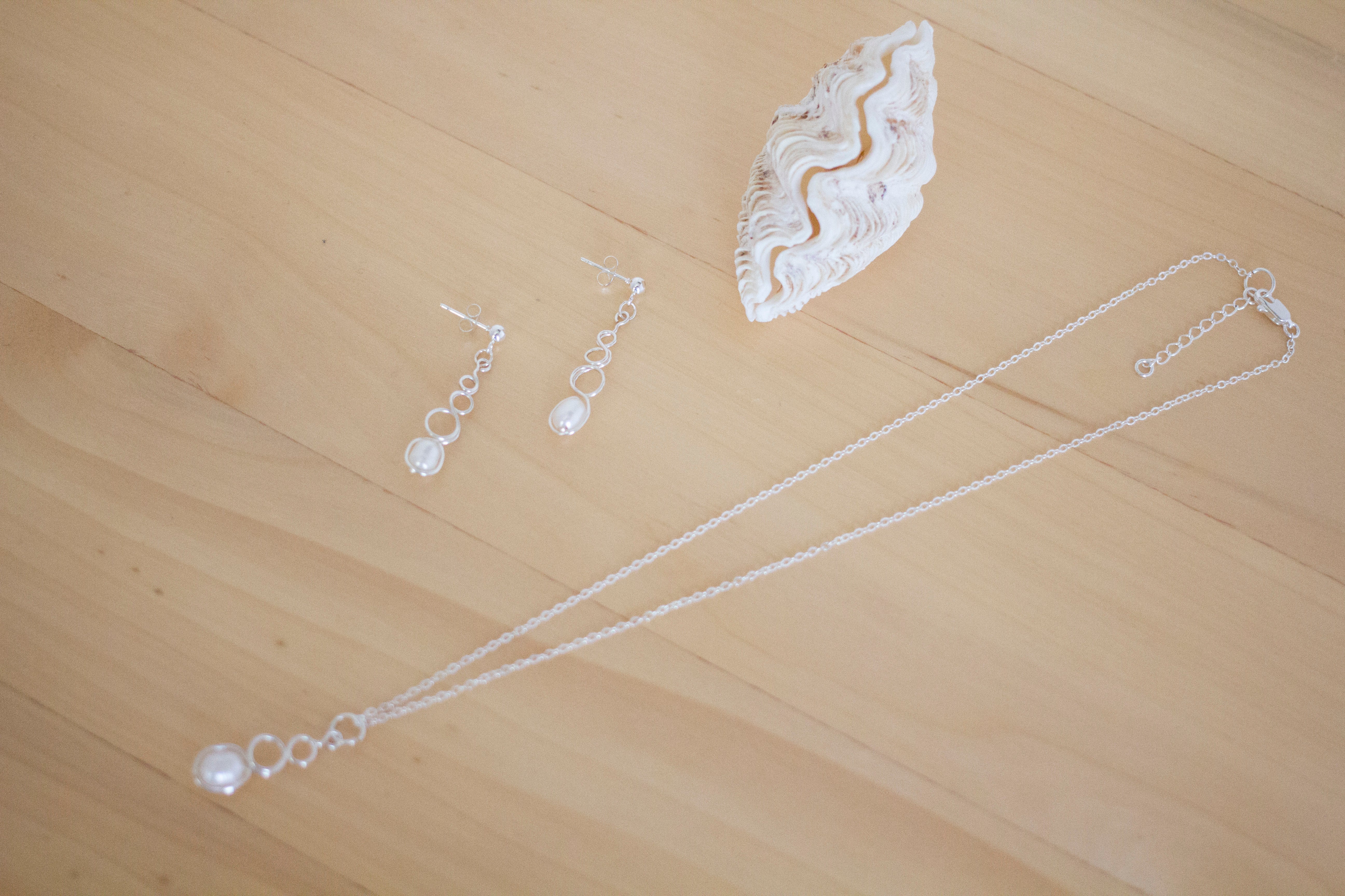 White Freshwater Pearl Earrings & Necklace Set