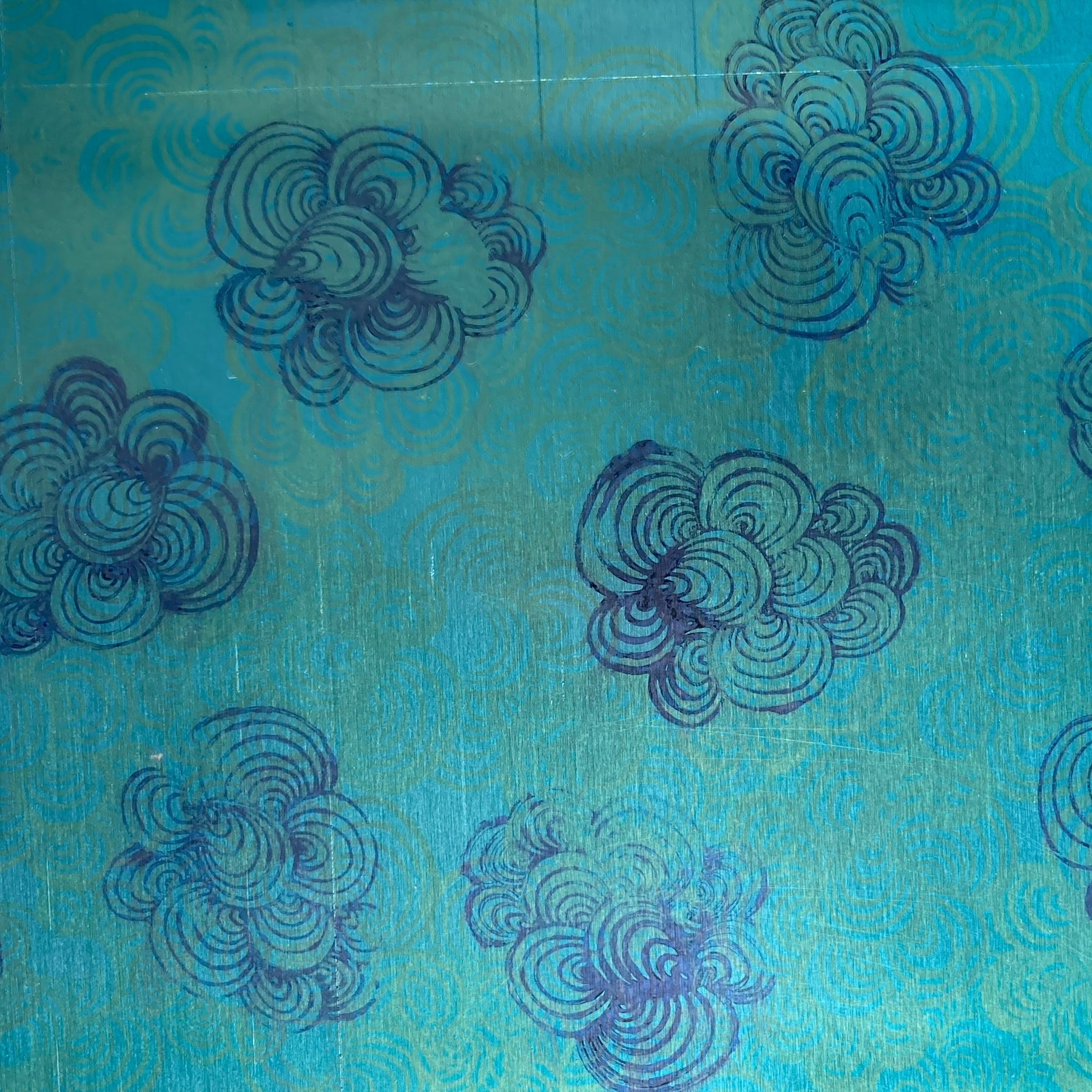 Anodised aluminium earrings hand printed Blue Cloud Collection