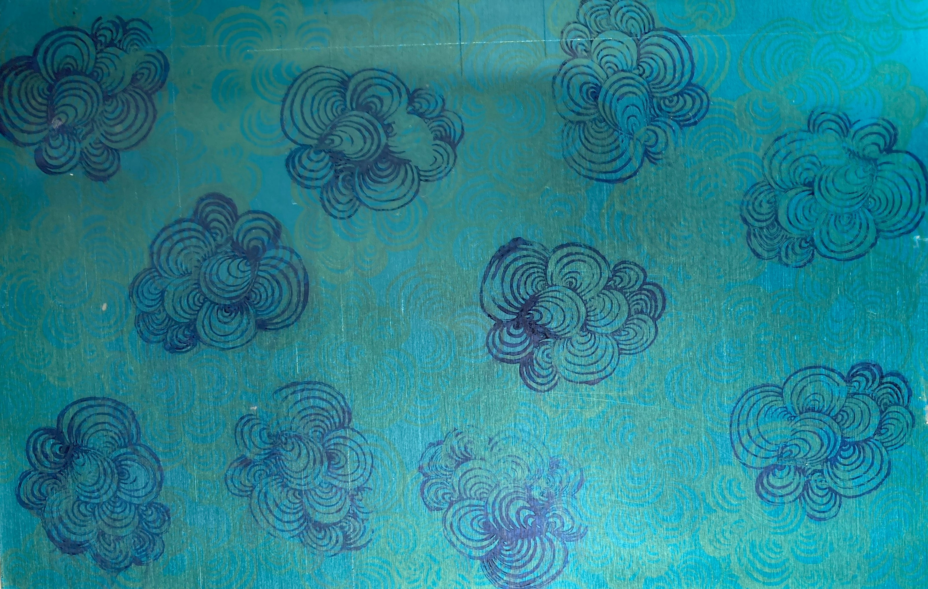 Anodised aluminium earrings hand printed Blue Cloud Collection