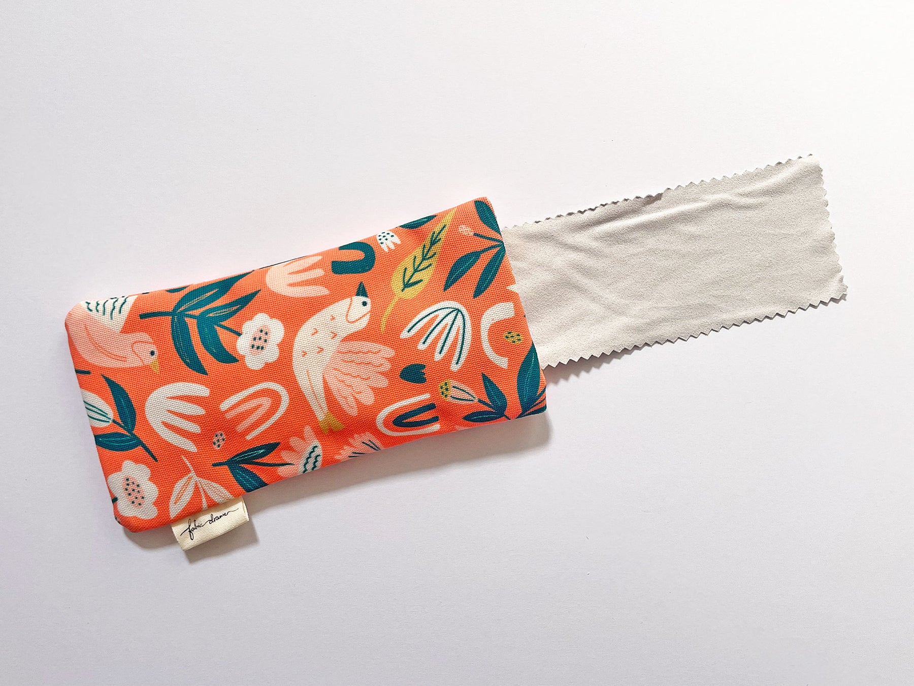 Fabric Glasses, Sunglasses Case, Handmade Pouch - Orange Flowers