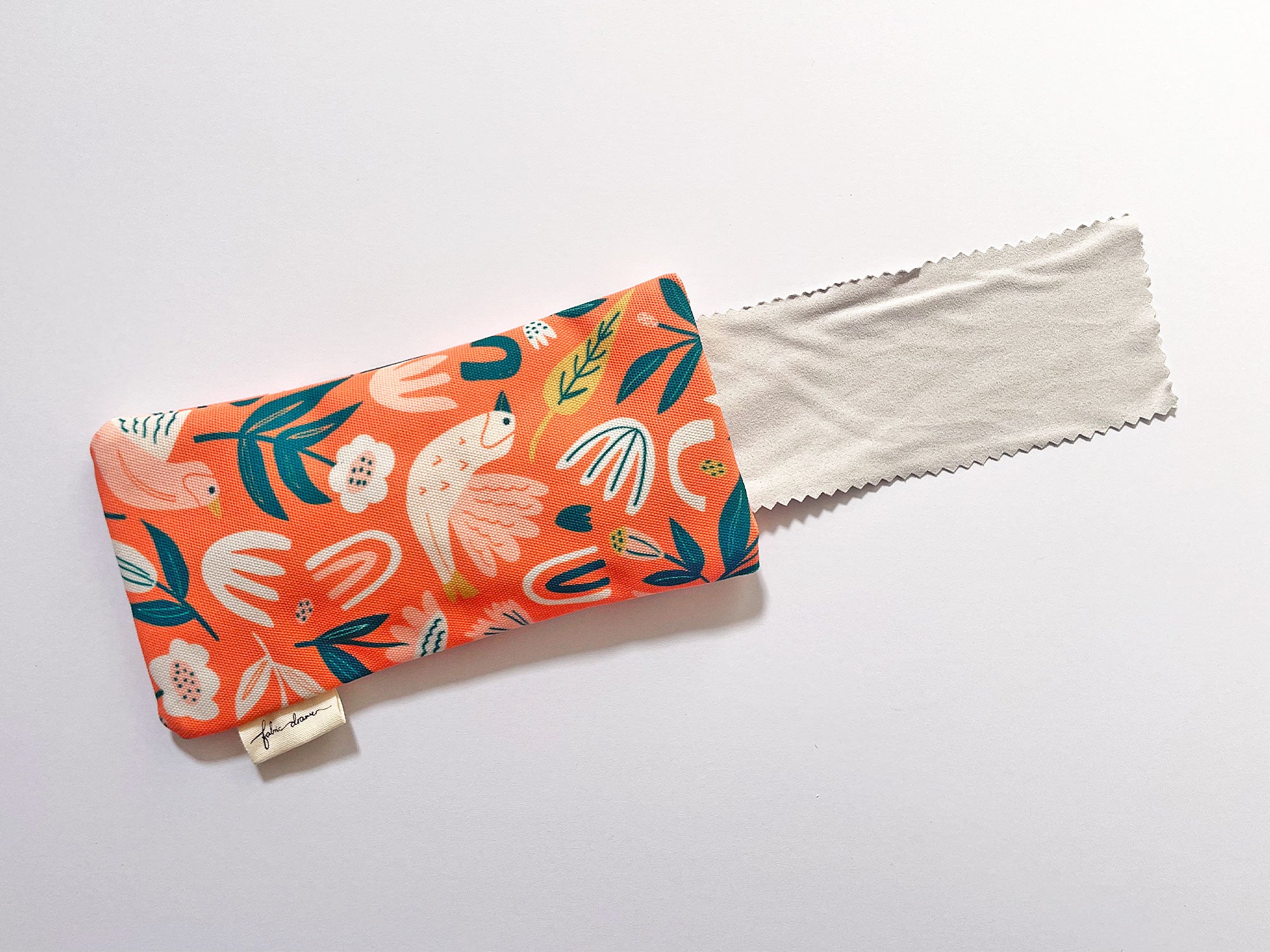 Fabric Glasses, Sunglasses Case, Handmade Pouch - Orange Flowers