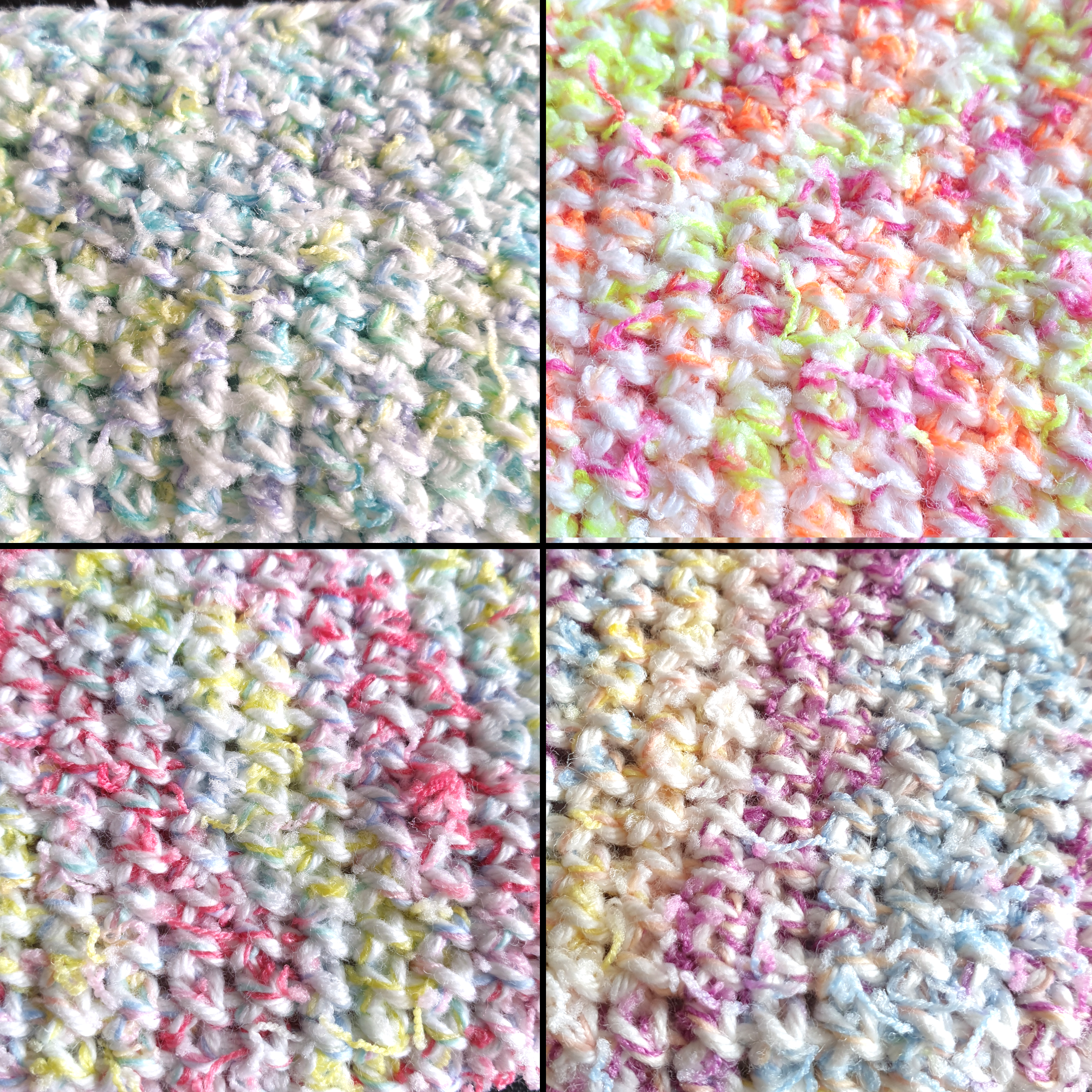 Handmade Mini Colourful Zippered Crochet Coin Purse : Blue Green Pink Yellow Purple Orange White mix