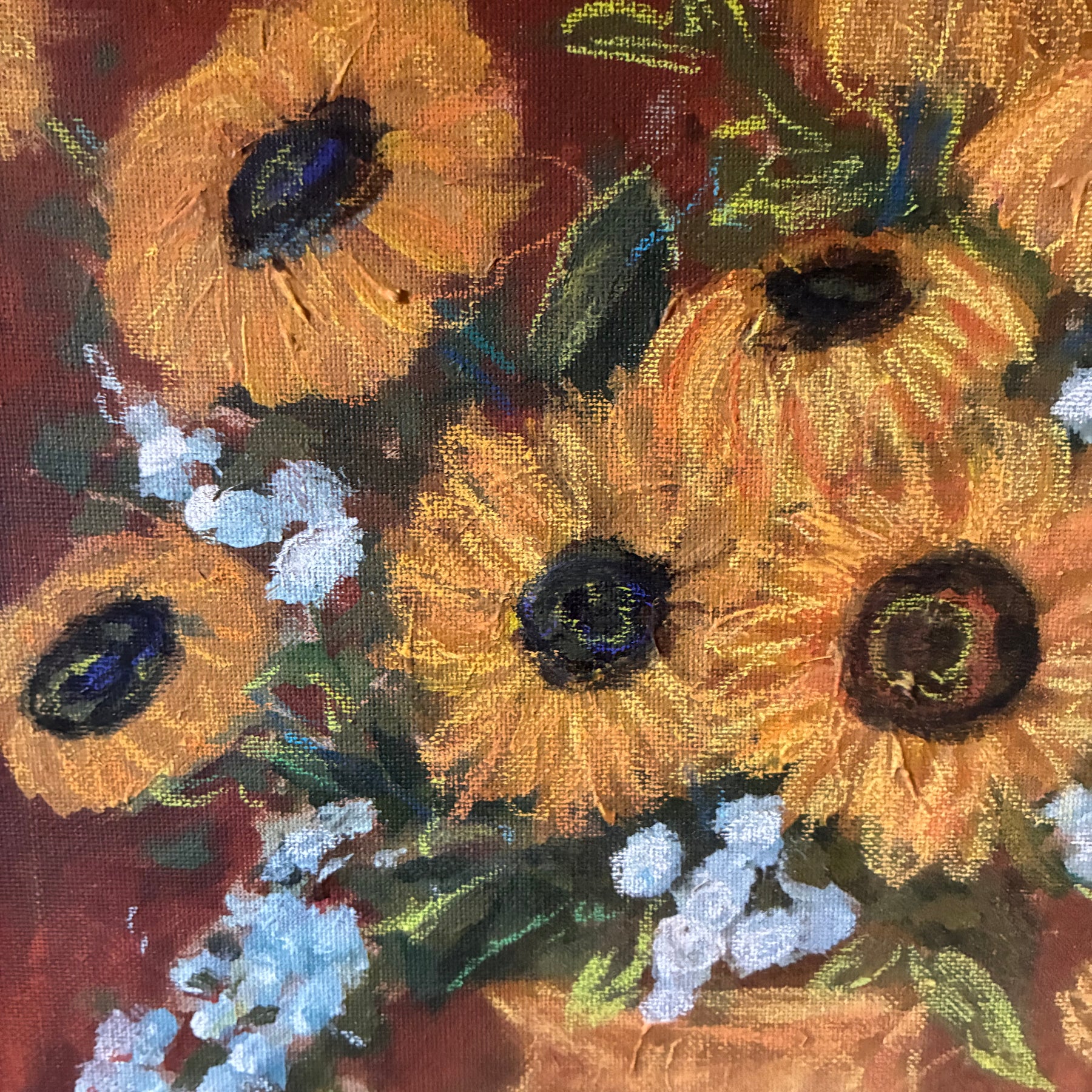 Original sunflower painting on canvas