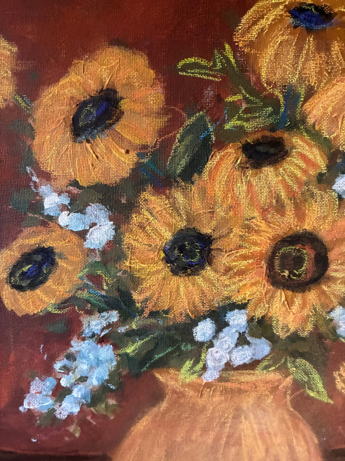 Original sunflower painting on canvas
