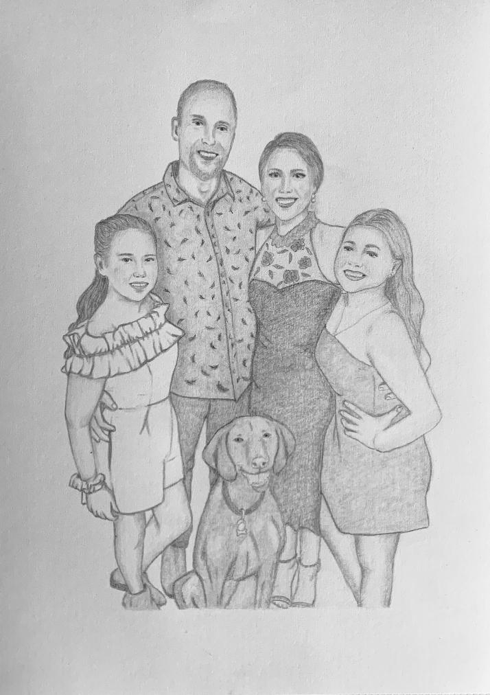 Commissioned custom portrait, hand drawn